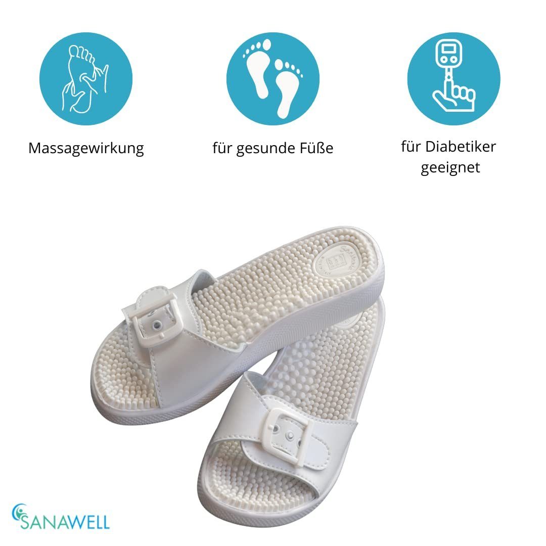 Medosan Massage-Pantolette unisex, anatomisch geformtes Fußbett Badepantolette