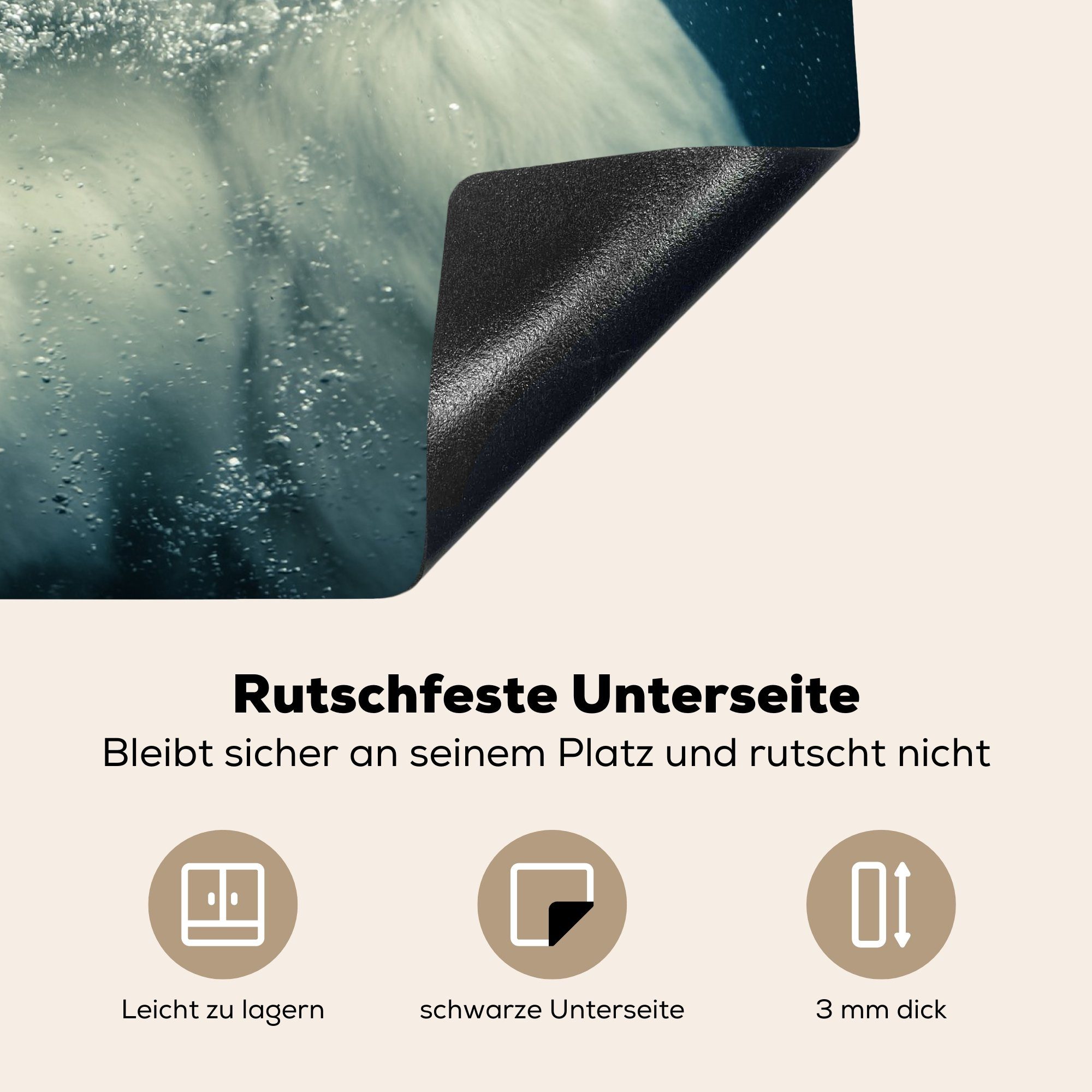 unter cm, (1 Vinyl, 59x52 die Ceranfeldabdeckung für küche, Herdblende-/Abdeckplatte tlg), Eisbär Induktionsmatte MuchoWow Wasser,