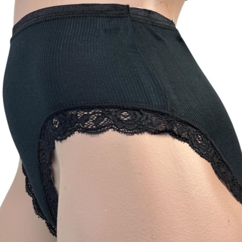 Toker Collection® Hipster Damen Slip mit edler Spitze am Beinabschluss (Packung, 3er Pack) feine Spitze, gerippte Optik – Bild 3 von 4
