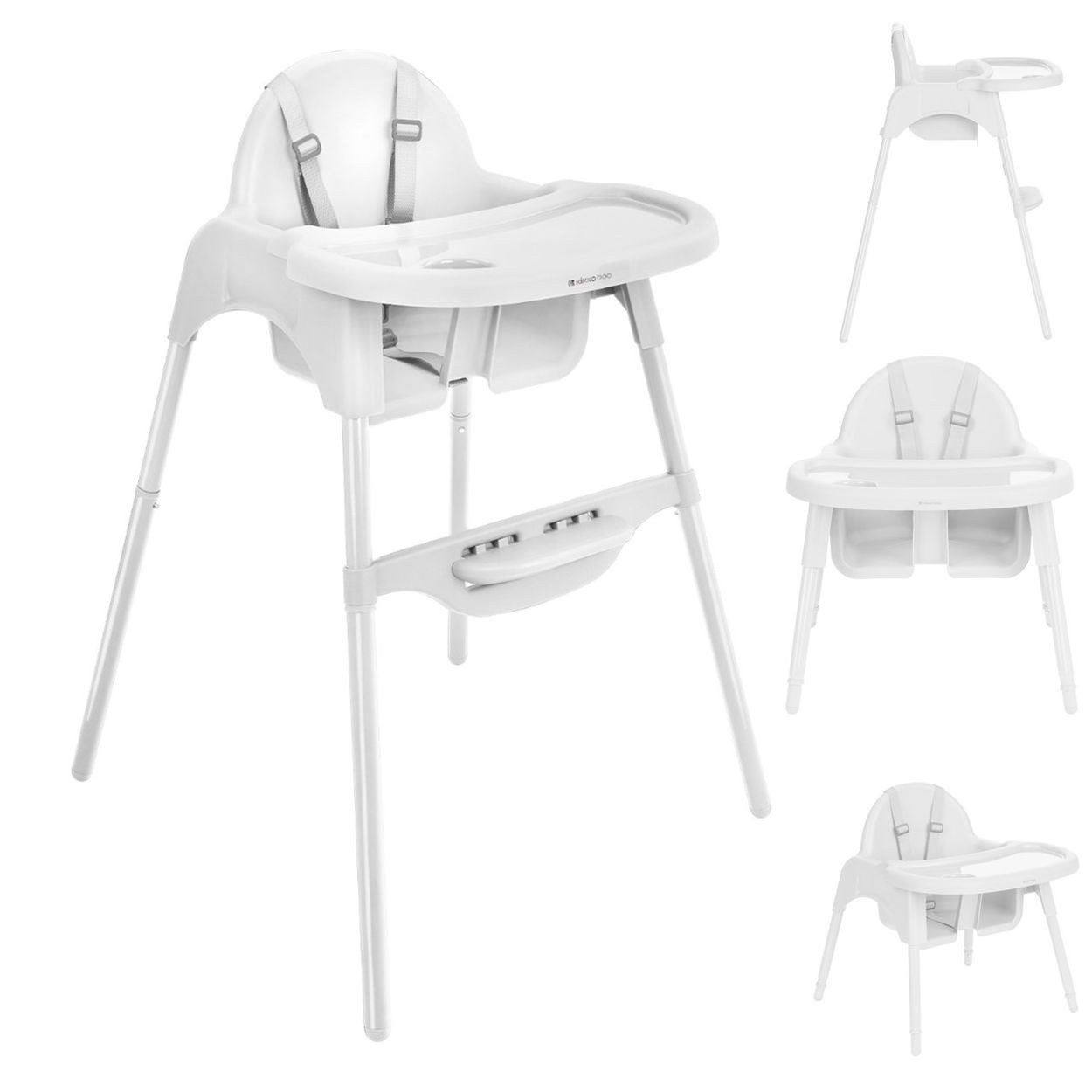 Kikkaboo Kombihochstuhl Jammy, Kinderstuhl-Funktion, Bechervertiefung, Fußstütze, Gurt, 2-in-1