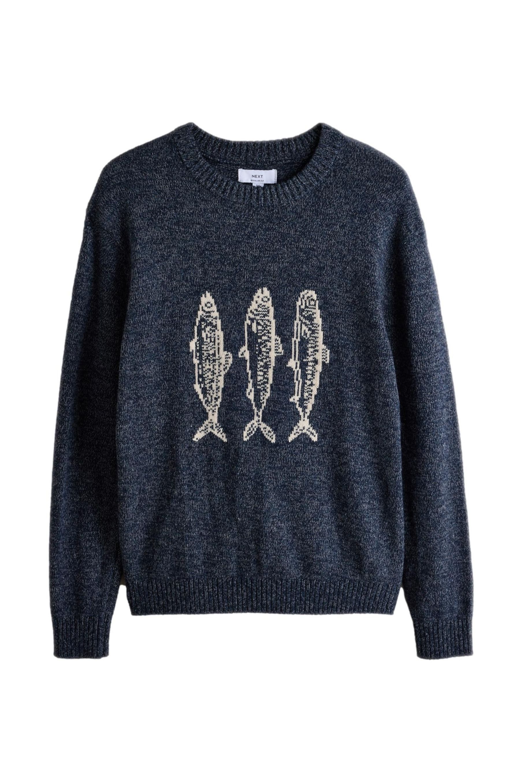 Next Rundhalspullover Rundhalspullover mit Wollanteil & Grafik, Sardine (1-tlg)