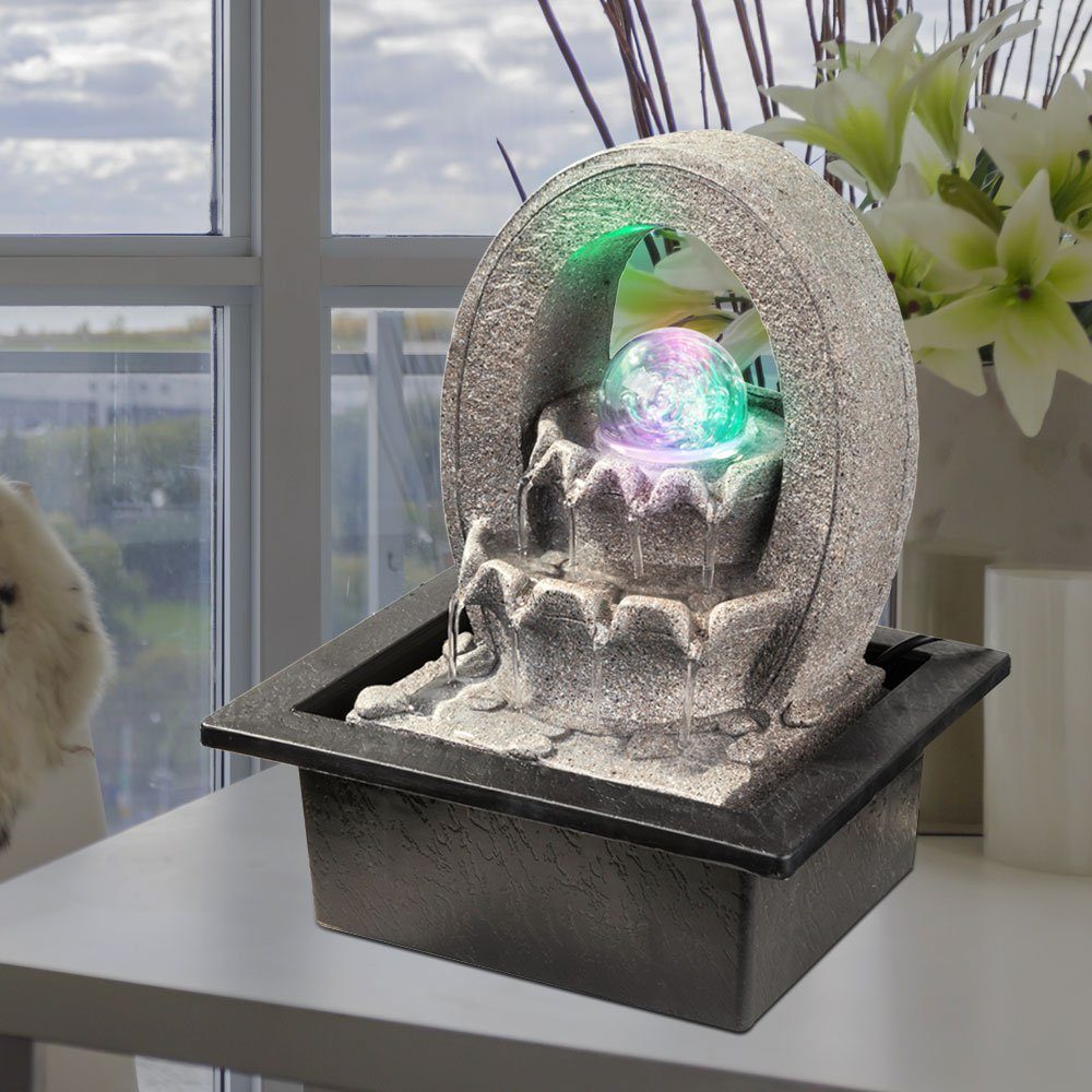 Globo Gartenbrunnen, LED Raum Lampe Tisch Wohn Zimmer RGB Brunnen Farbwechsel