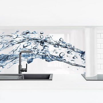 Bilderdepot24 Küchenrückwand blau dekor Muster Wandpaneel Water Splash Wandverkleidung Küche, (1-tlg., Nischenrückwand - für Fliesenspiegel ohne Bohren - matt), Spritzschutz Rückwand Küche Herd - Folie selbstklebend versch. Größen