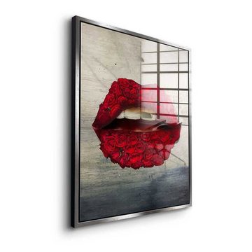 DOTCOMCANVAS® Acrylglasbild, Acrylglasbild, Hochkant, lips, Rot, Schwarz, Weiß