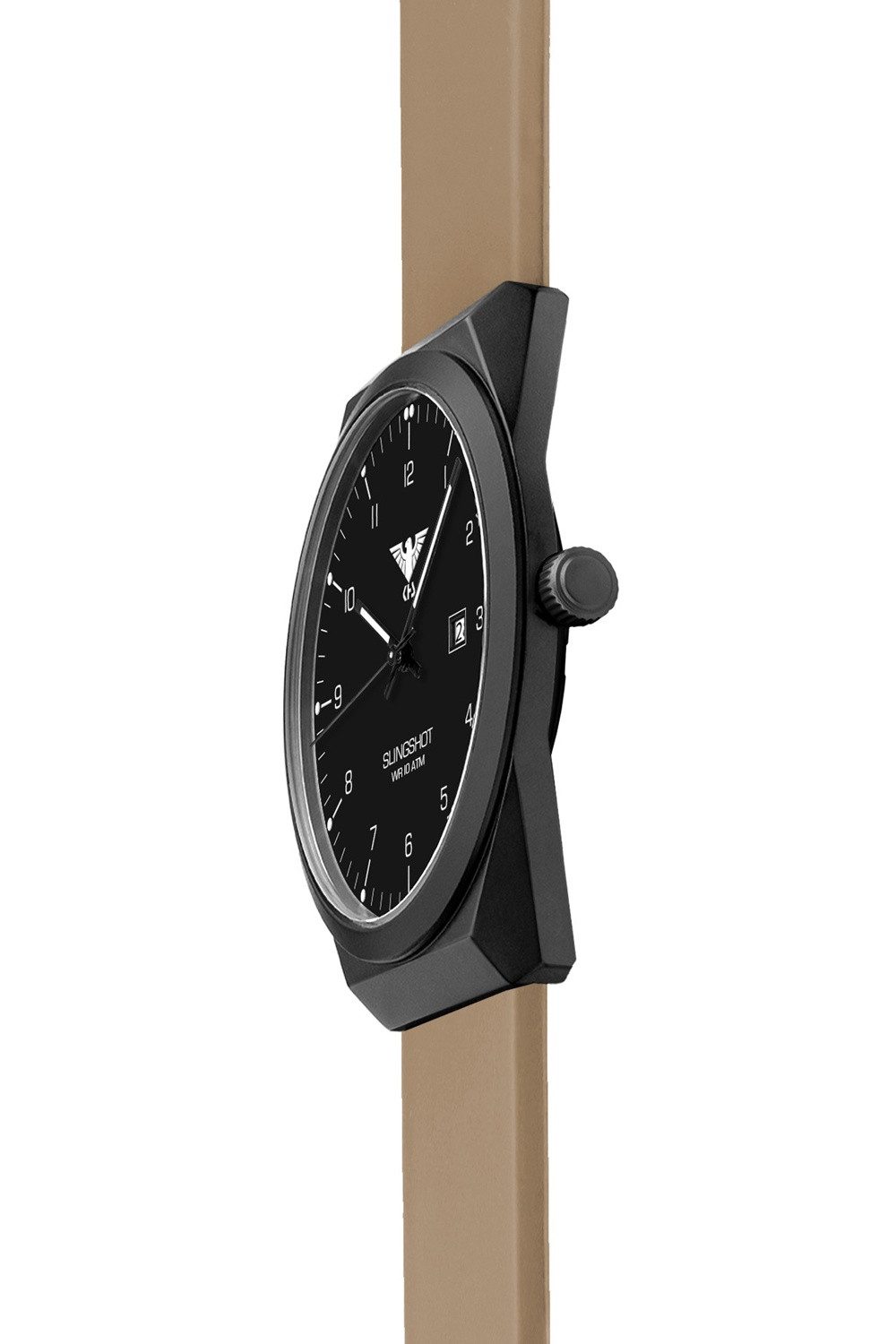 KHS Quarzuhr Slingshot Quarz Schwarz/Silikonband Beige