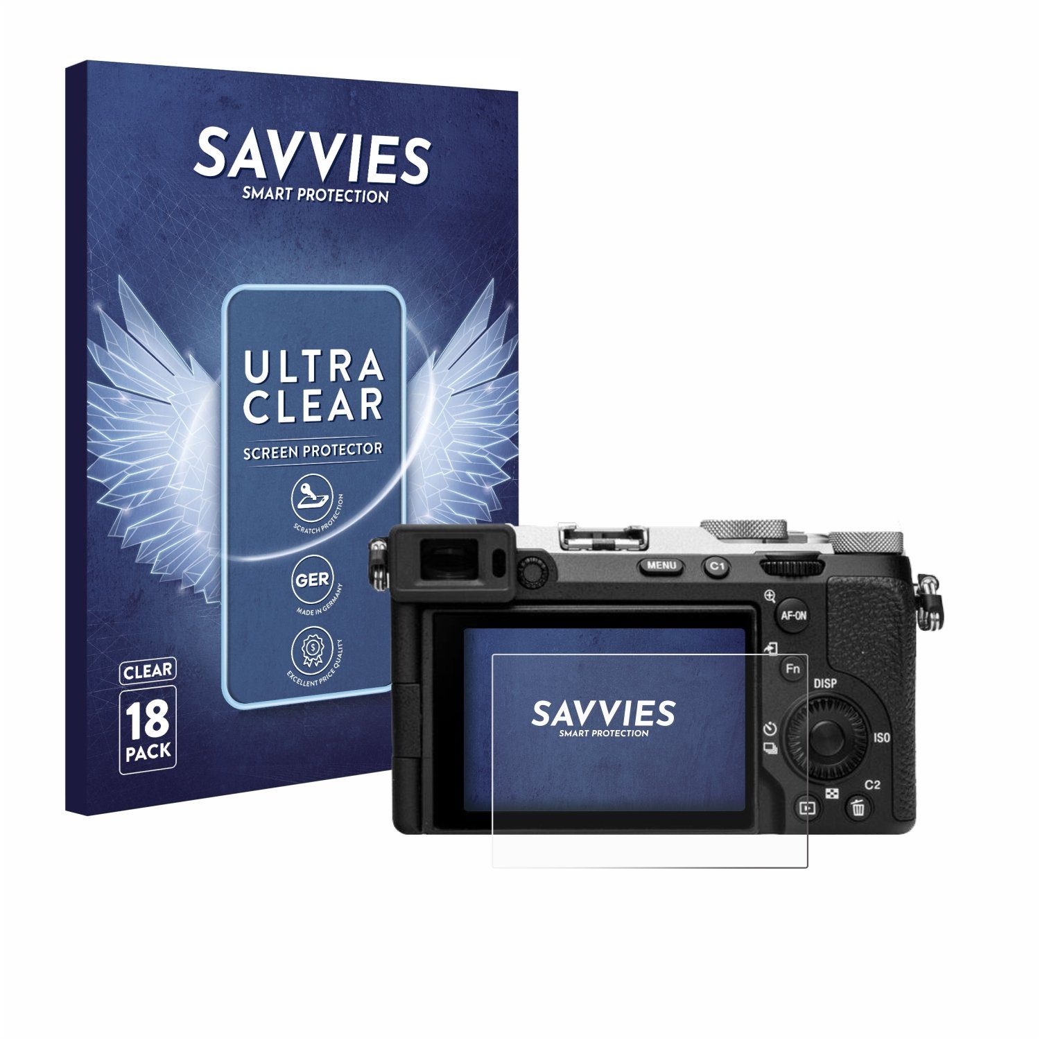 Savvies Schutzfolie für Sony Alpha 7C II (ILCE-7CM2), Displayschutzfolie,  18 Stück, Folie klar