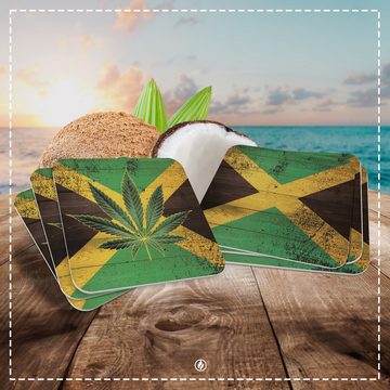 Funke & Brand Bierdeckel Jamaica - 50x Untersetzer Pappe eckig - Traditionelle Jamaica Flagge