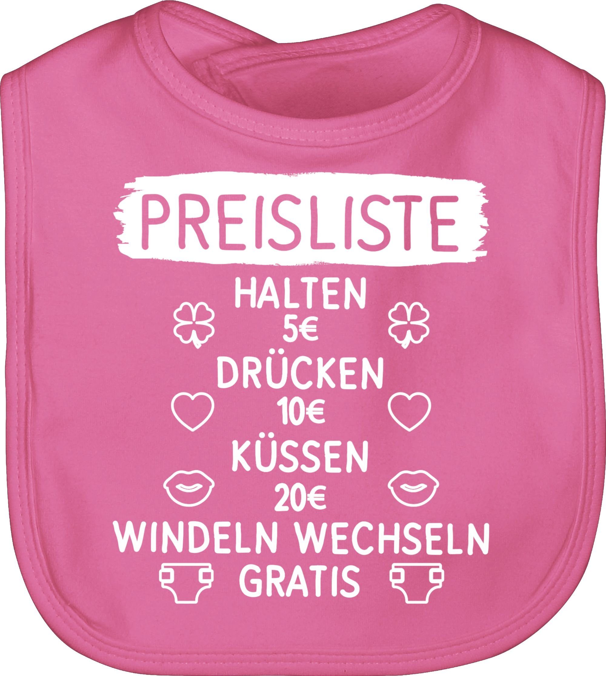 Shirtracer Lätzchen Preisliste mit Symbolen - weiß, Sprüche Baby 2 Pink