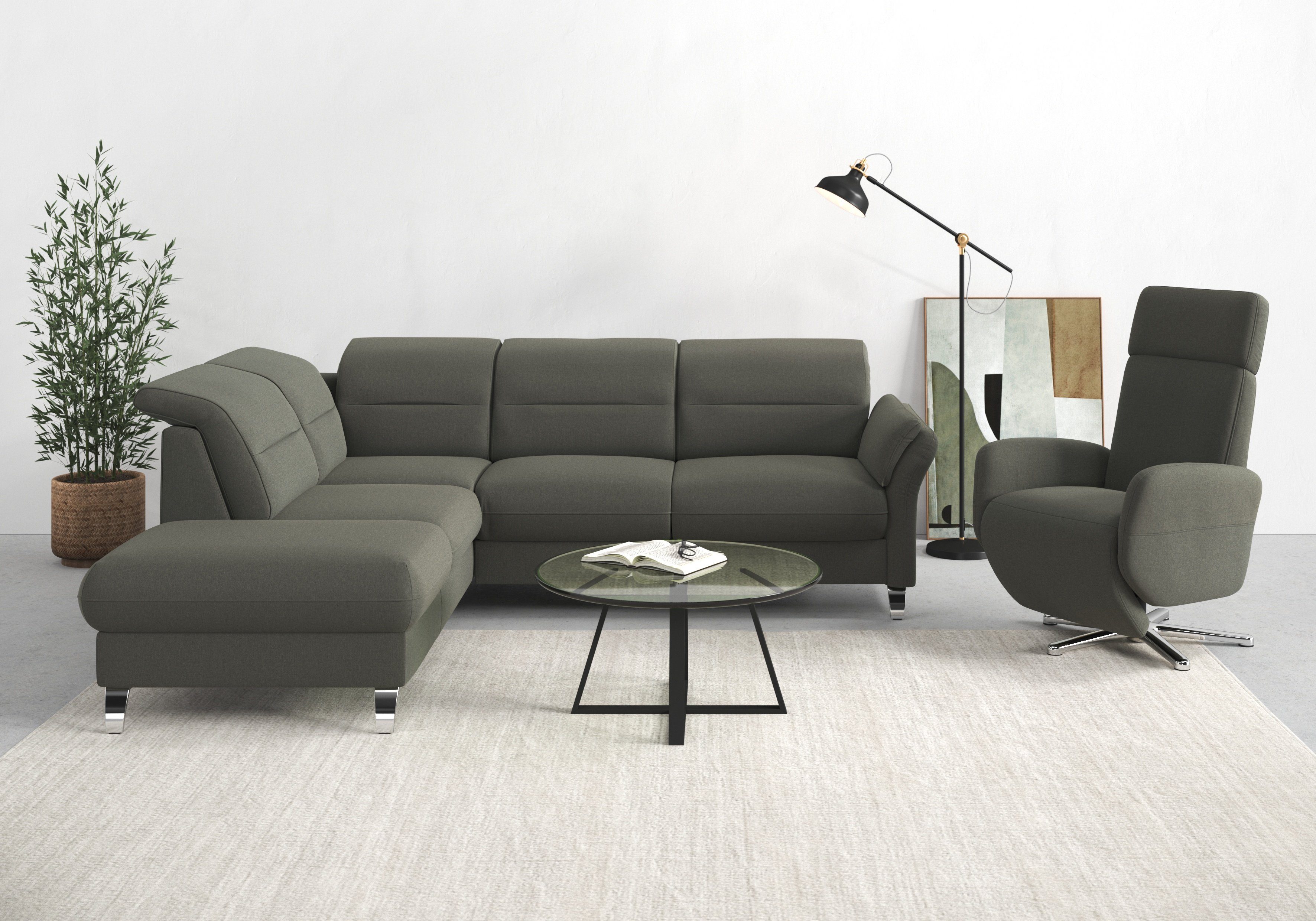 sit&more Ecksofa "Grenoble L-Form mit Federkern", wahlweise mit Bettfunktio günstig online kaufen