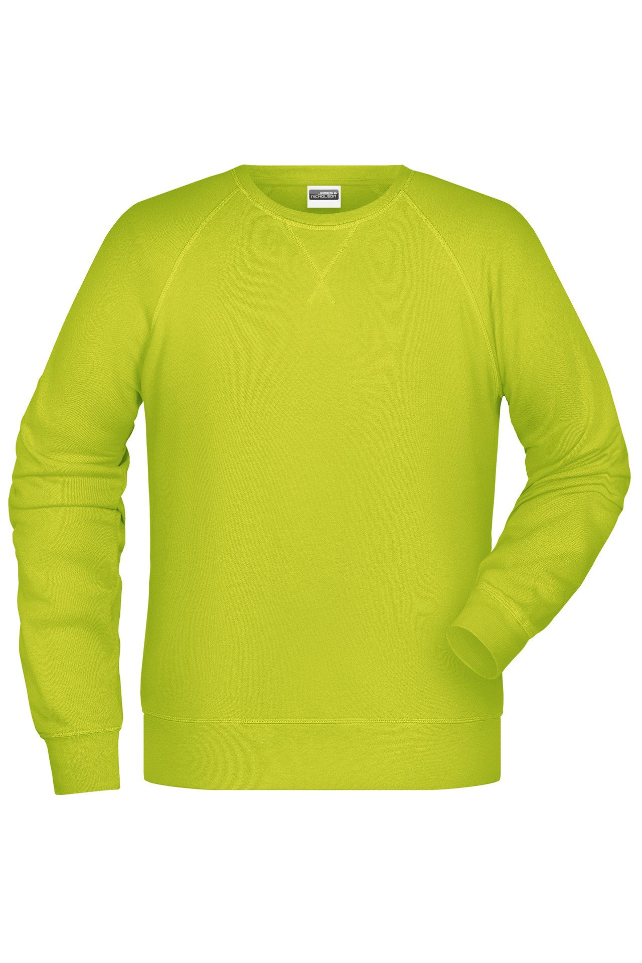 James & Nicholson Sweatshirt Herren Sweatshirt im Raglanschnitt aus Bio-Baumwolle 8022 Kragen und Armbündchen mit Elasthan
