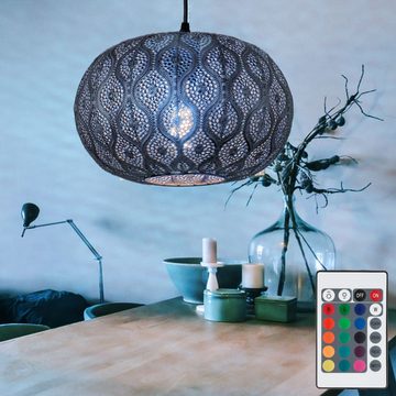 etc-shop LED Pendelleuchte, Leuchtmittel inklusive, Warmweiß, Farbwechsel, Pendel Kugel Lampe Wohn Zimmer Hänge Decken Leuchte Muster