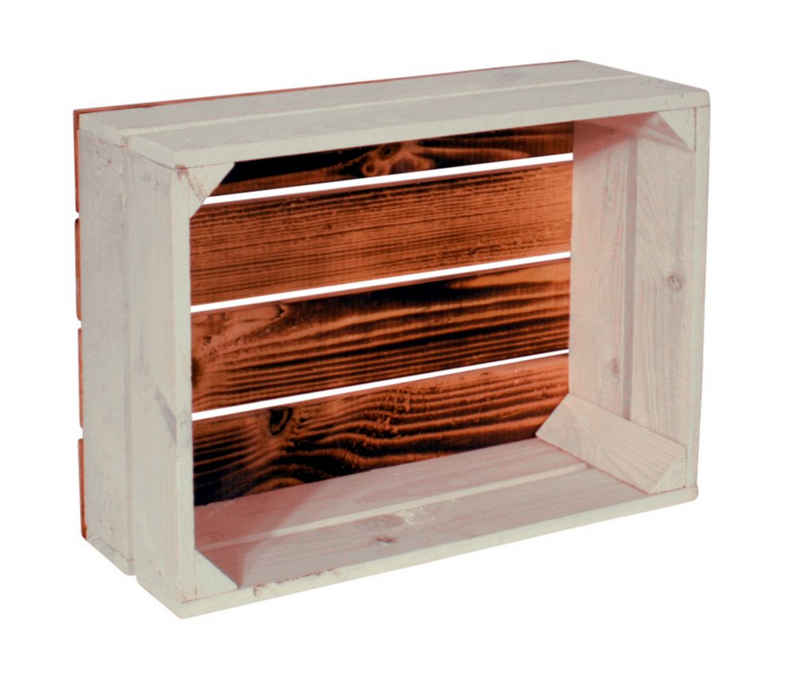CHICCIE Holzkiste Regale Weiß Geflammt 38x28x15cm - Kiste Box (1 St)