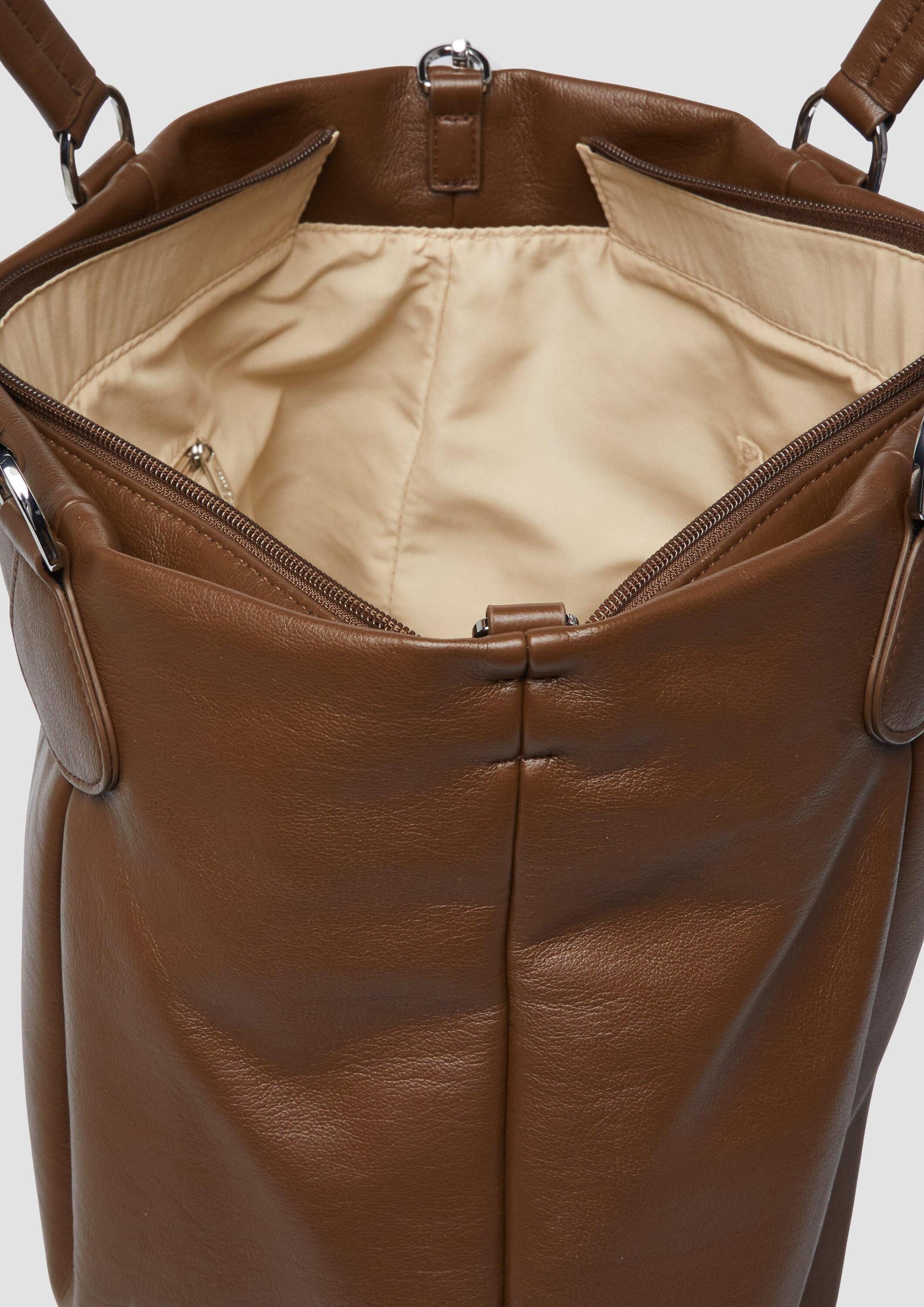 s.Oliver Schultertasche Tasche, Shopper aus Lederimitat mit Logoprägung und abnehmbarem Schultergurt