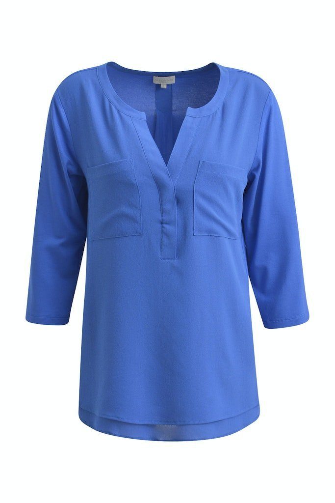 Milano Italy Kurzarmbluse JERSEY BLOUSE WITH WOVEN FRONT