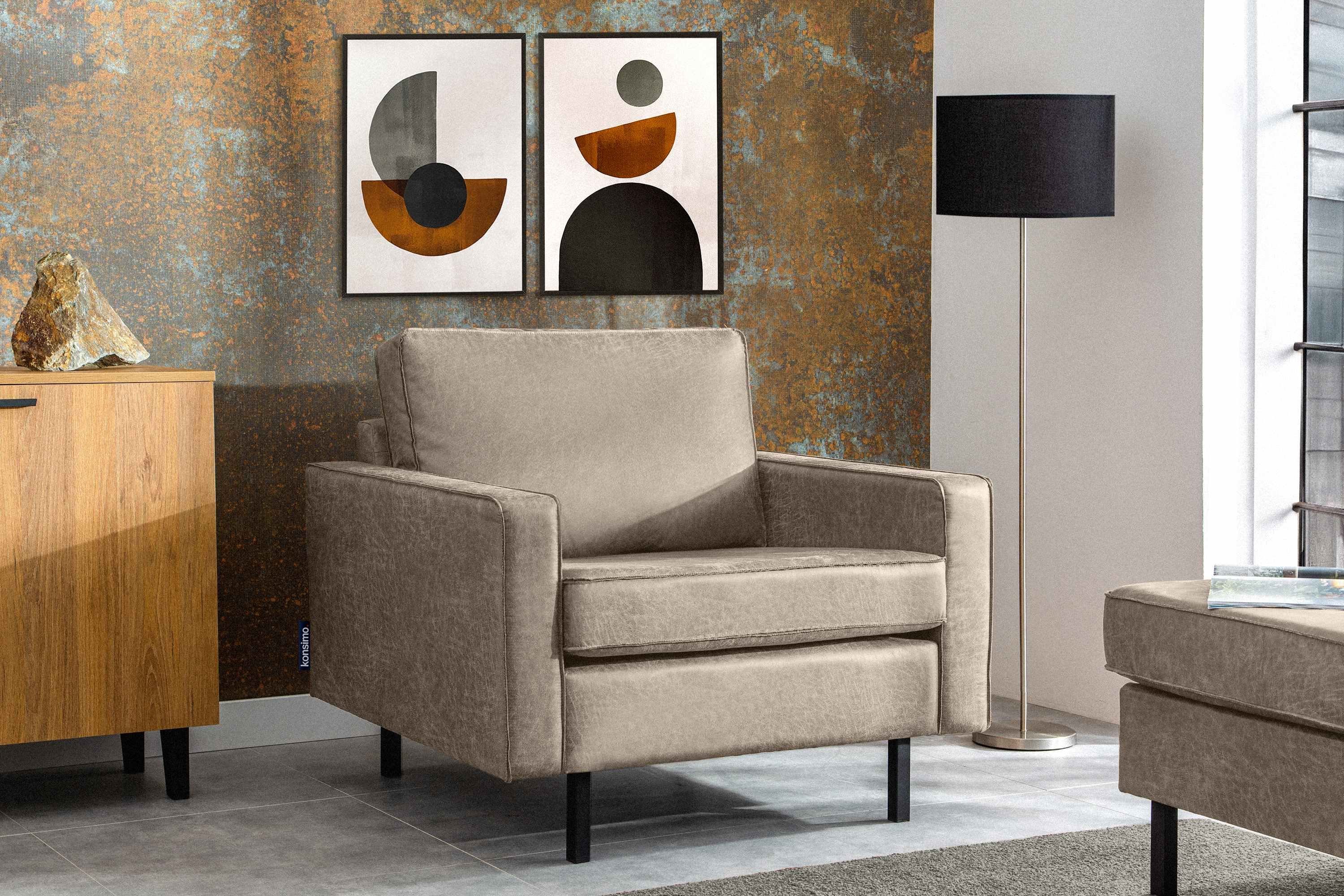 KONSIMO® Sessel INVIA Sessel, Grundschicht: Echtleder,Hergestellt in EU,Vintage,Loft-Stil