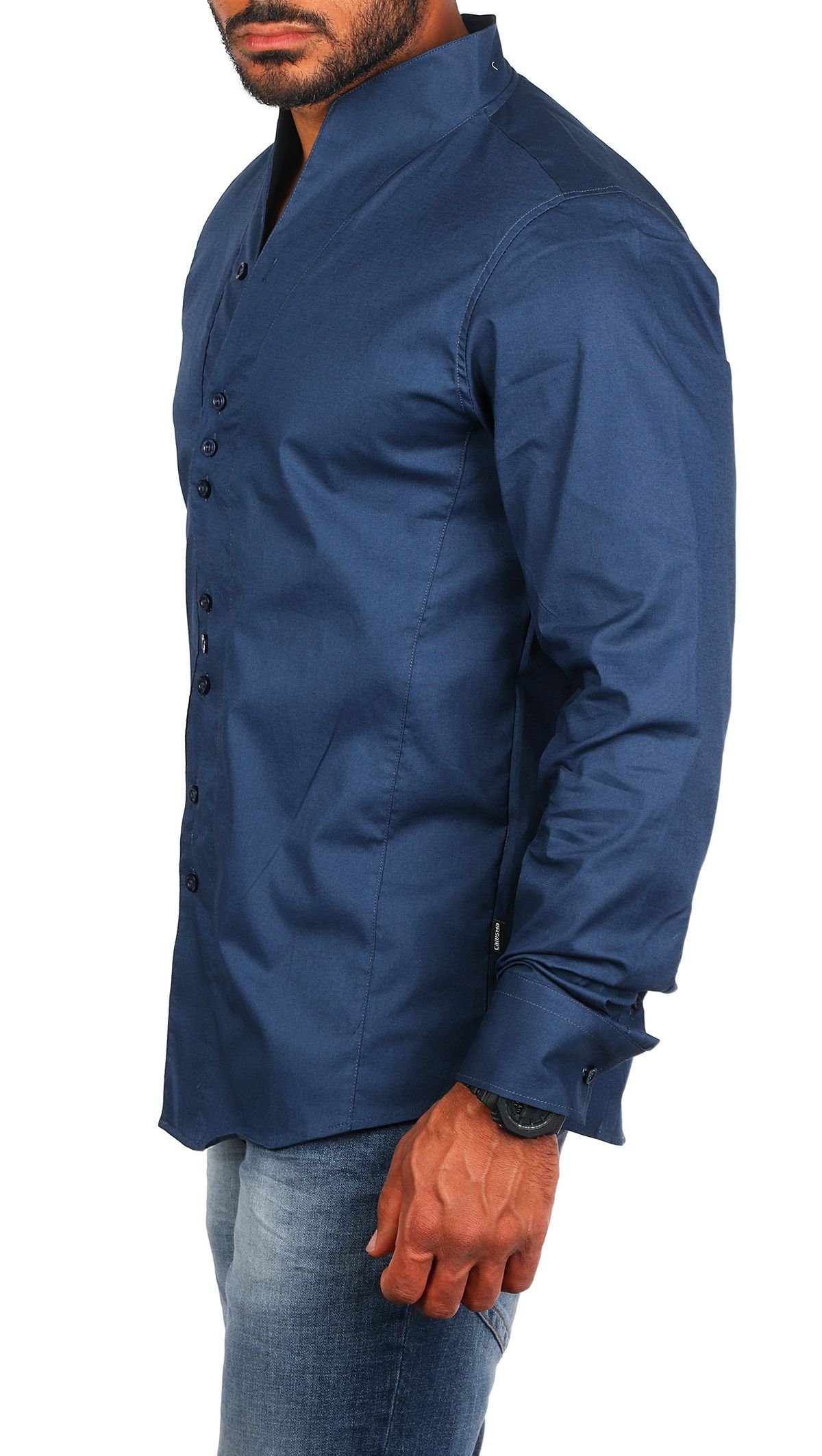 CARISMA Langarmhemd Herren langarm Stehkragen Hemd H-902-regular fit Regula günstig online kaufen