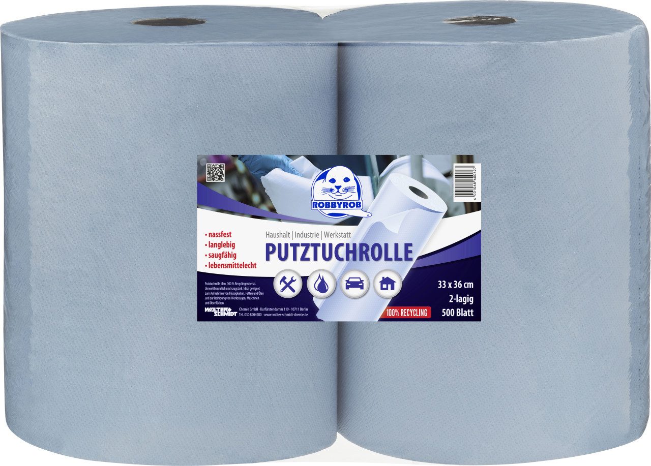 Robbyrob Putztuchrollen 2x500 Blatt 2-lagig Autopolitur