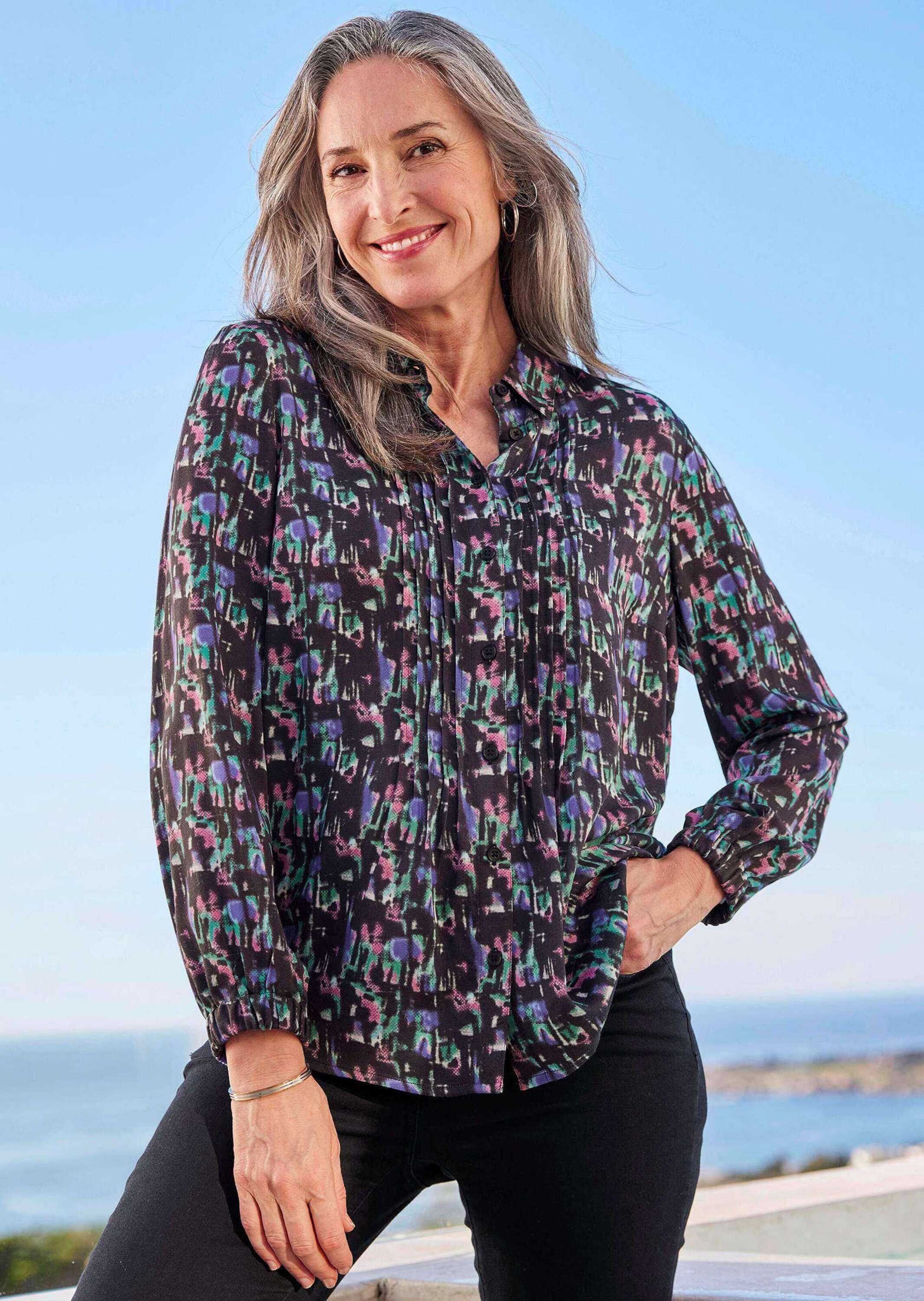 GOLDNER Hemdbluse Druckbluse