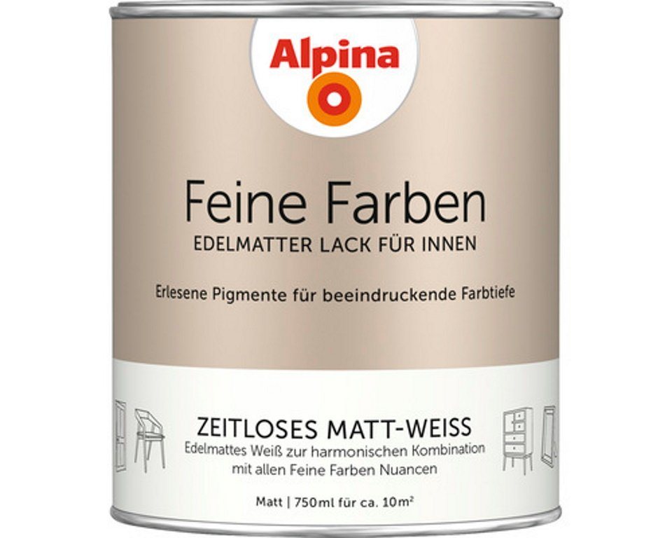 Alpina Lack Feine Farben 750 ml Zeitloses Matt-Weiß