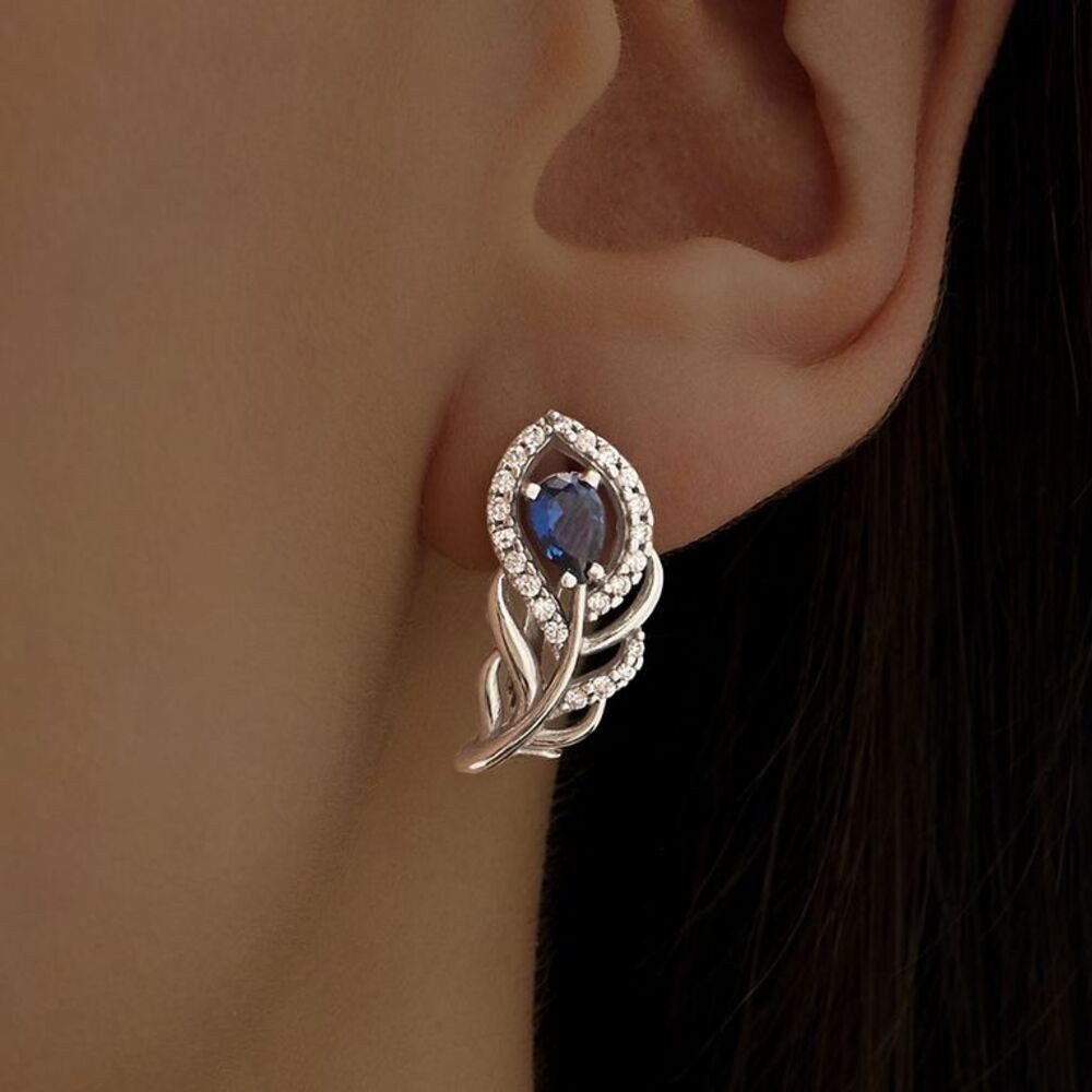 Secretforyou Creolen-Set Ohrringe Kreolen 925 Silber Saphir Zirkonia Steine Echtschmuck, 925 Sterling Silber – Bild 2 von 5