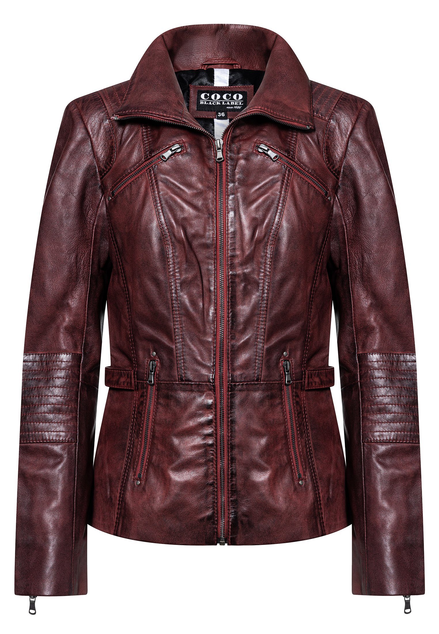 CBL Lederjacke Lederjacke moderne Lederjacke im Biker-Look Rot