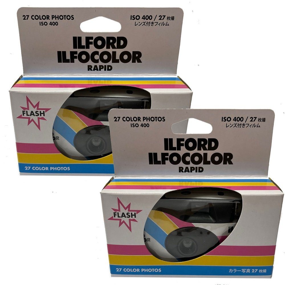 Ilford 2x Ilford Ilfocolor Rapid 400/27 Einwegkamera weiß Einwegkamera
