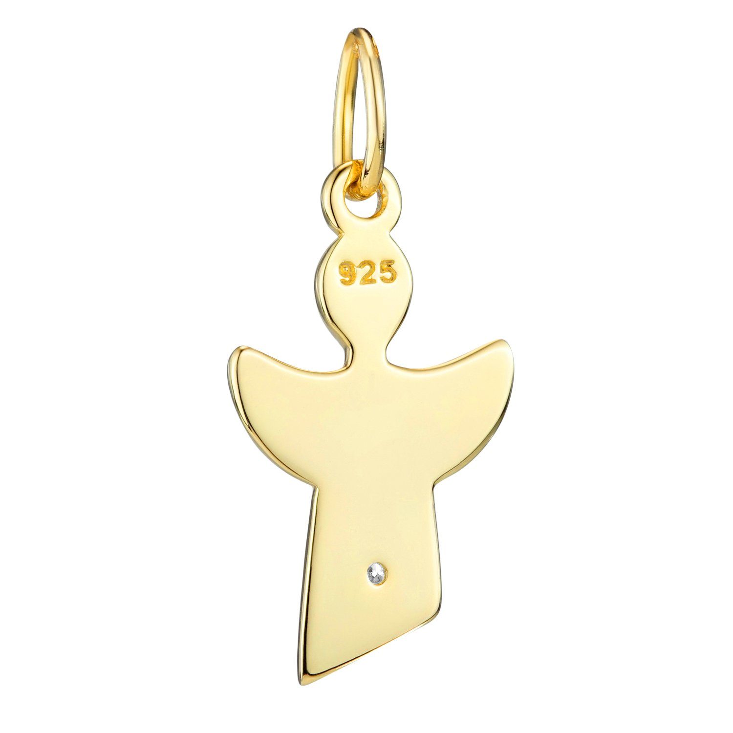 Sterlingsilber, Schutzengel Gold Zirkonia weiß vergoldet KA-459, Engelanhänger Materia