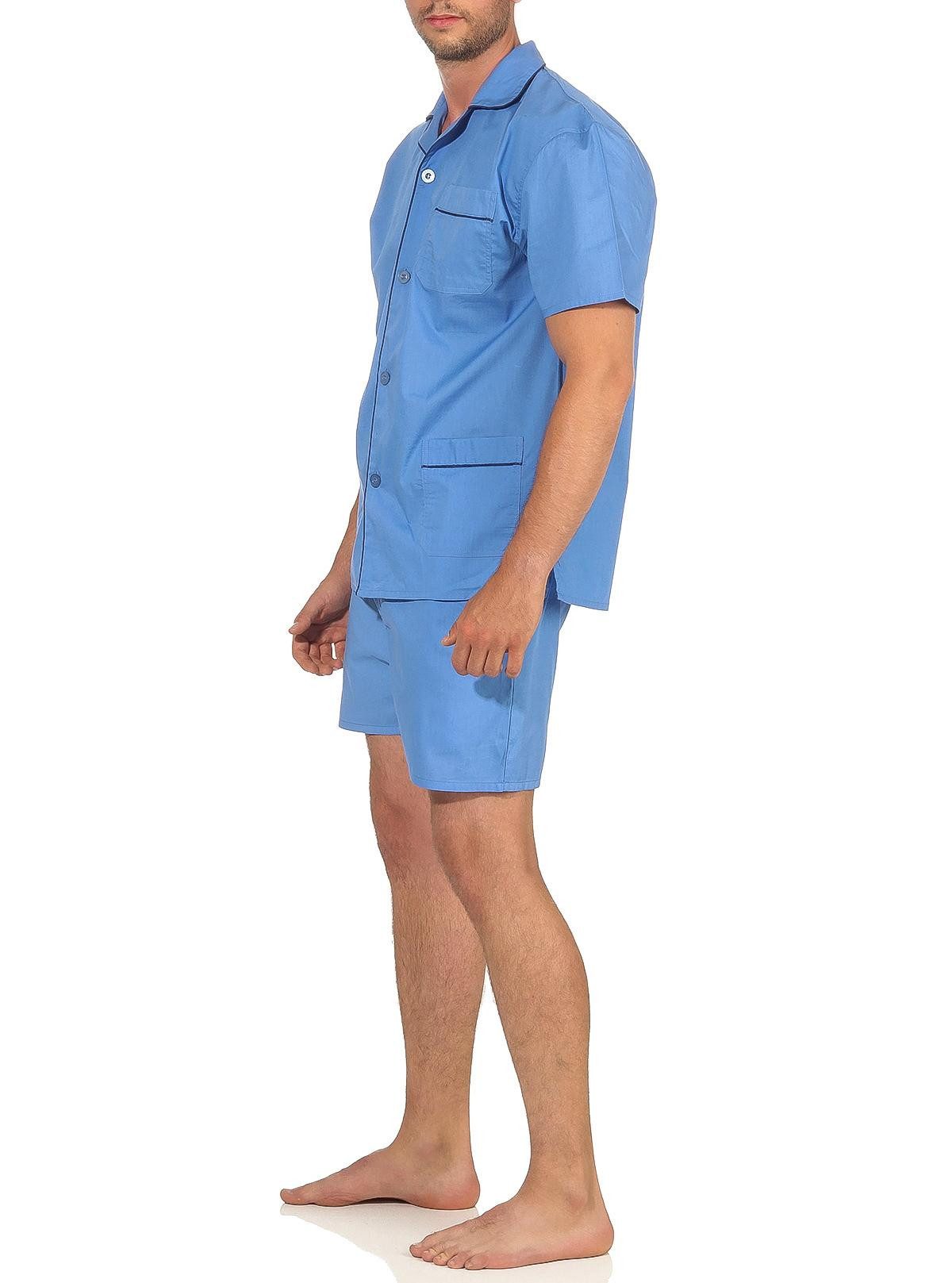 Normann Pyjama Herren Shorty Pyjama kurzarm gewebt mit durchknöpfbarem Oberteil – Bild 2 von 3