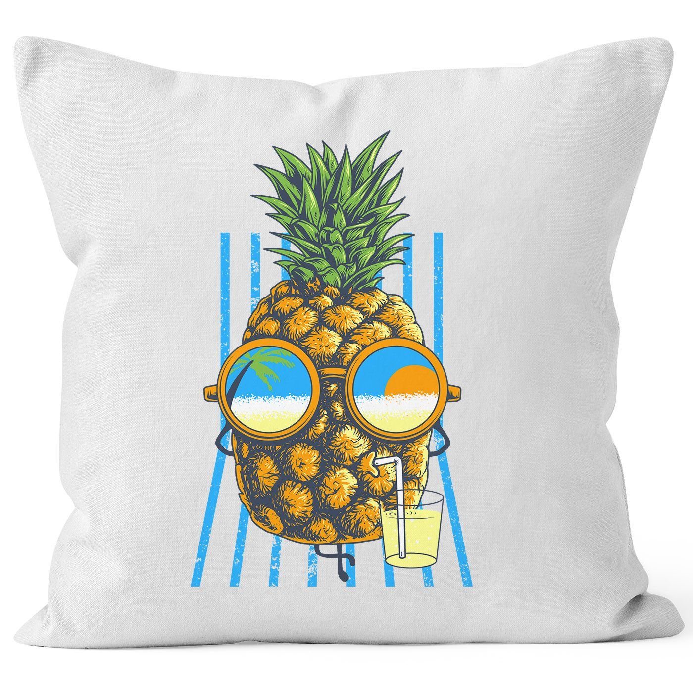 Autiga Dekokissen Kissenbezug chilling Ananas Pinapple Sommer Beach Cocktail 40x40 Autiga® weiß