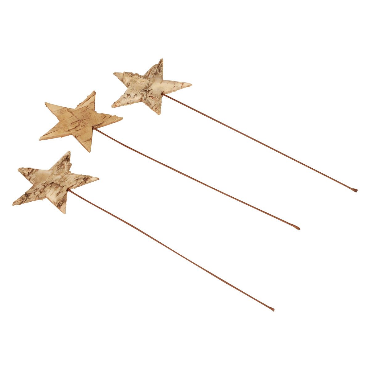 Florists Products Weihnachtsmann Deko Sterne zum Stecken Baumrinde Advent Weihnachten 24 Stk, 24 Stück