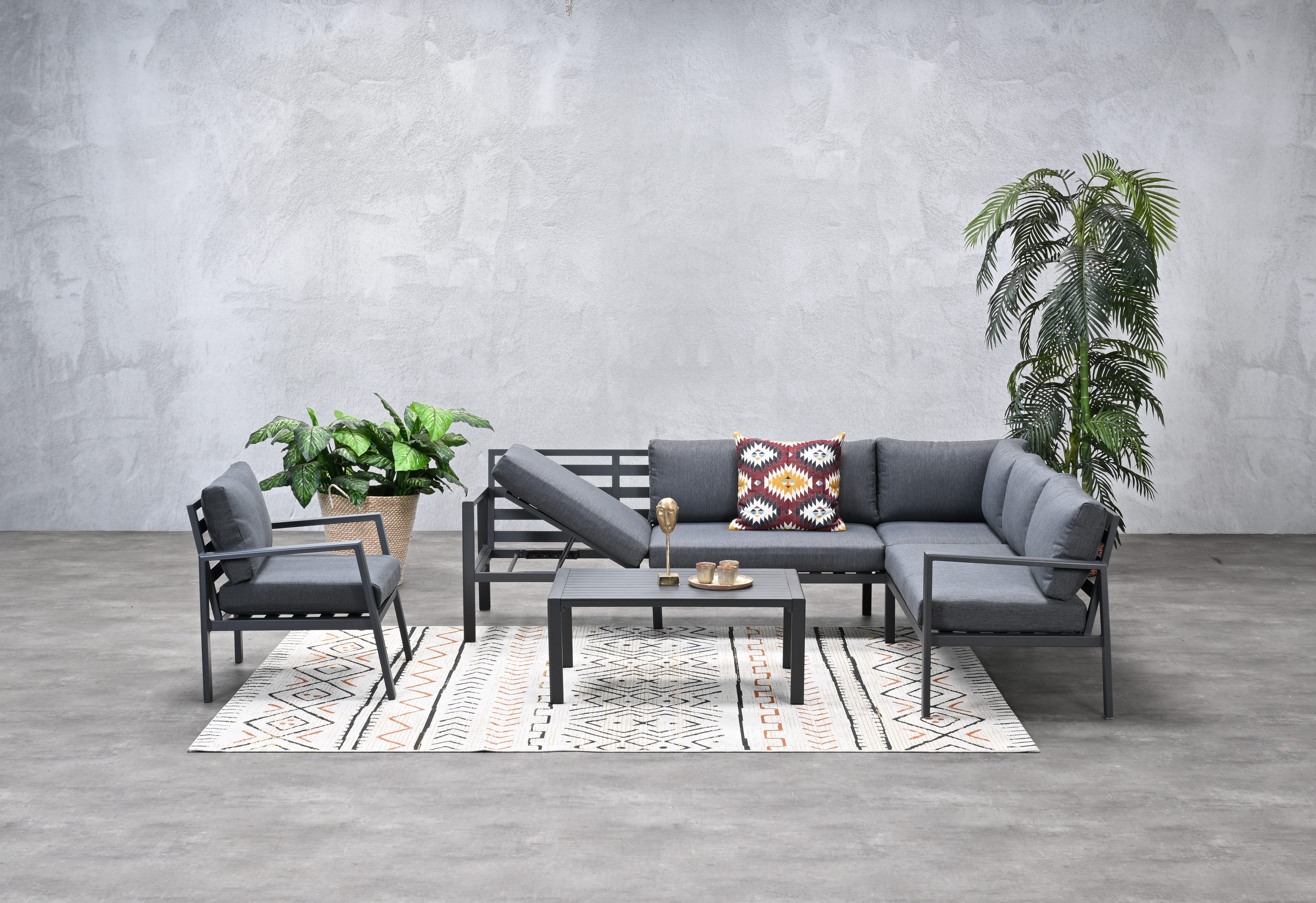 Gartenlounge-Set "Lexinton XL Rechts", Aluminium Lounge mit Liegefunktion