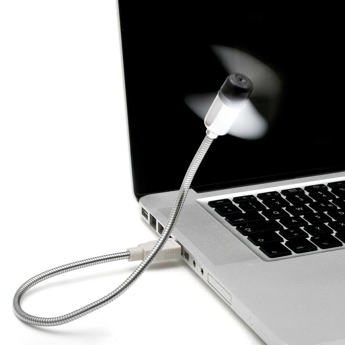 Goods+Gadgets Mini USB-Ventilator mit flexiblem Schwanenhals Turbo-Schnell, für PC und Notebook