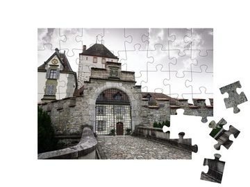 puzzleYOU Puzzle Schloss Oberhofen in den Thunerseer Alpen, Schweiz, 48 Puzzleteile, puzzleYOU-Kollektionen Schweiz