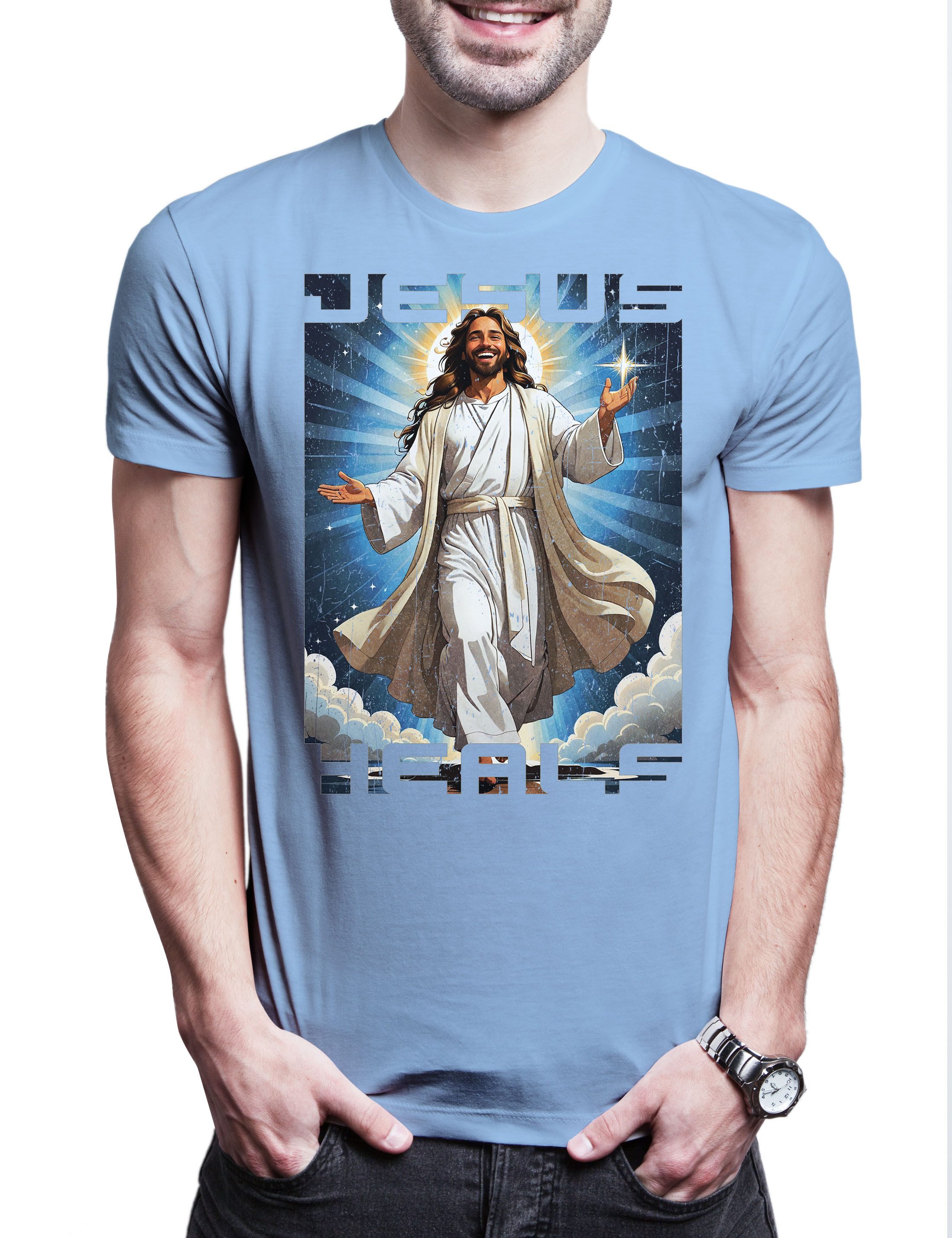 Print-Shirt Jesus Heals Herren T-Shirt Holy Christus Christ Maria INRI Cross