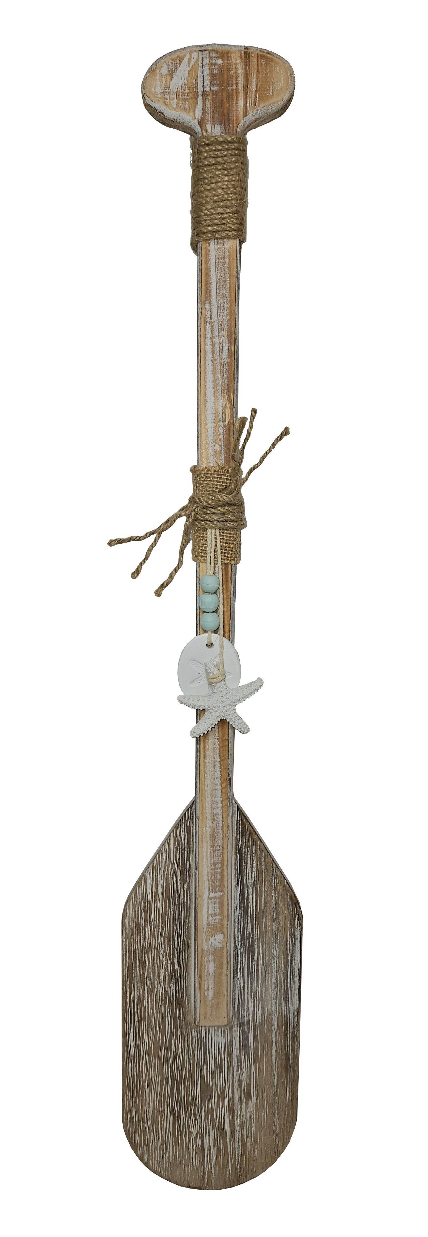 Meinposten Dekoobjekt Paddel Holz maritim Dekopaddel Holzpaddel braun weiß 60 cm (1 St)