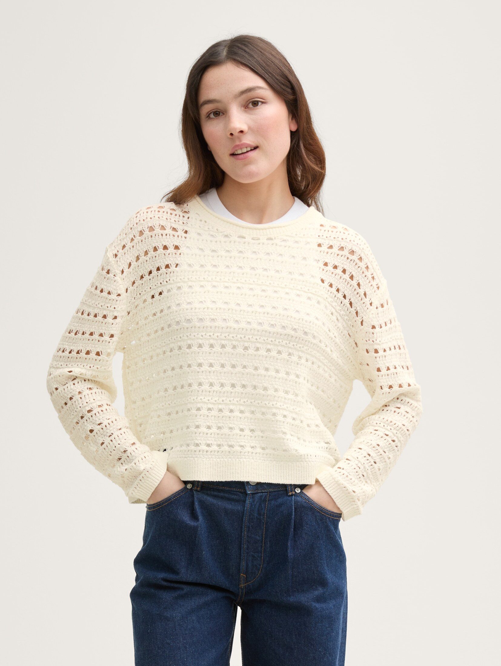 Strickpullover Relaxed Fit Strickpullover mit Lochmuster