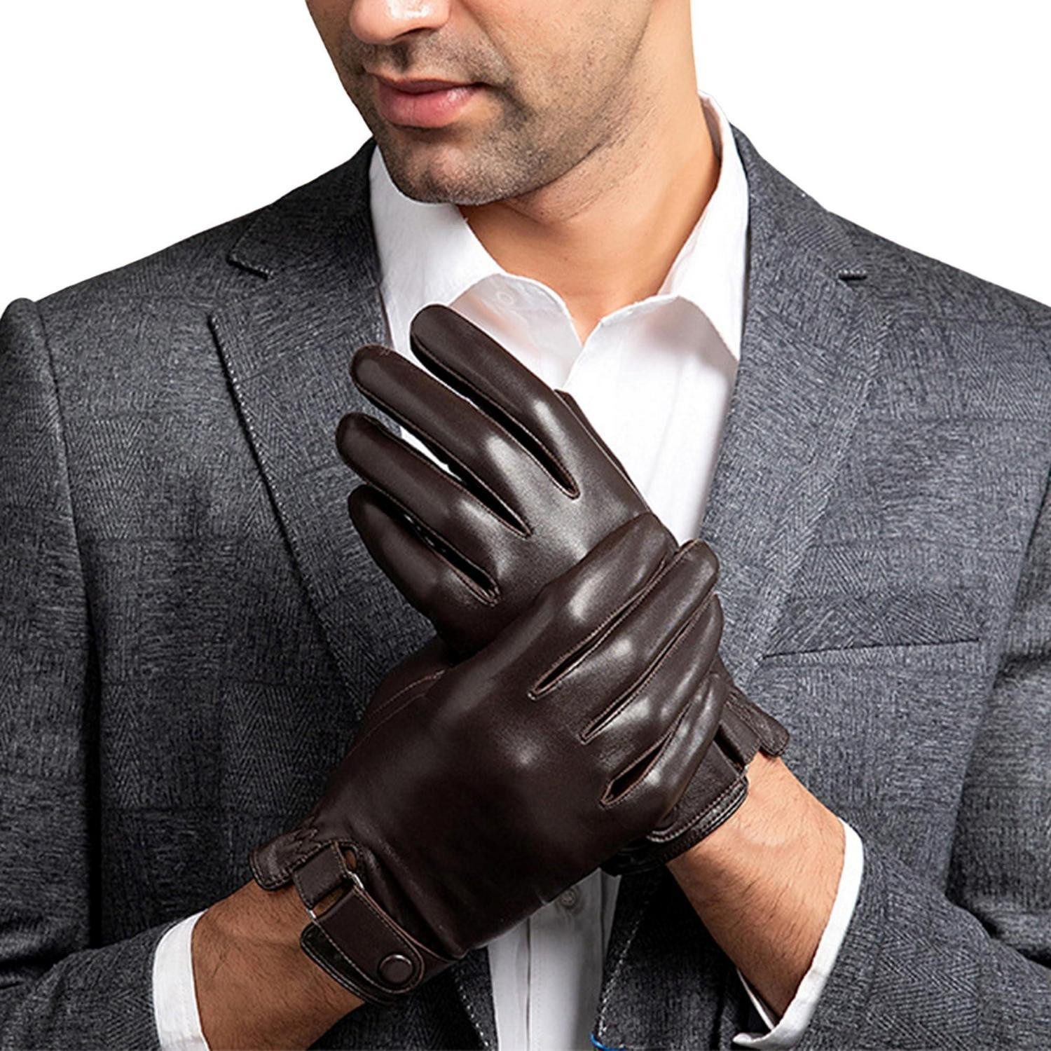 LuxusKollektion Lederhandschuhe Herrenhandschuhe Leder braun M (1-St)
