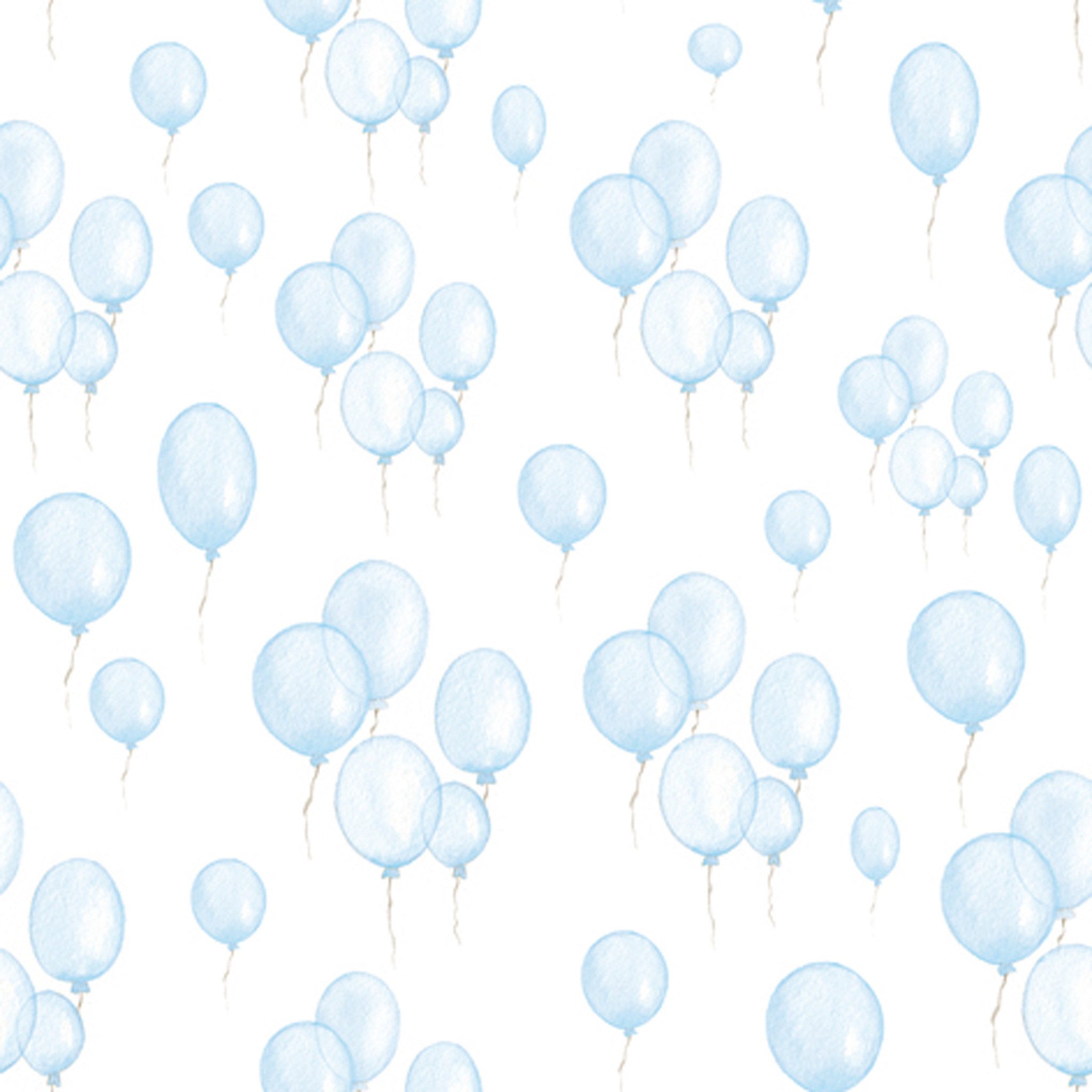 ti-flair Papierserviette, Servietten Papier 33x33cm 3-lagig Luftballons 20 Stück Hellblau