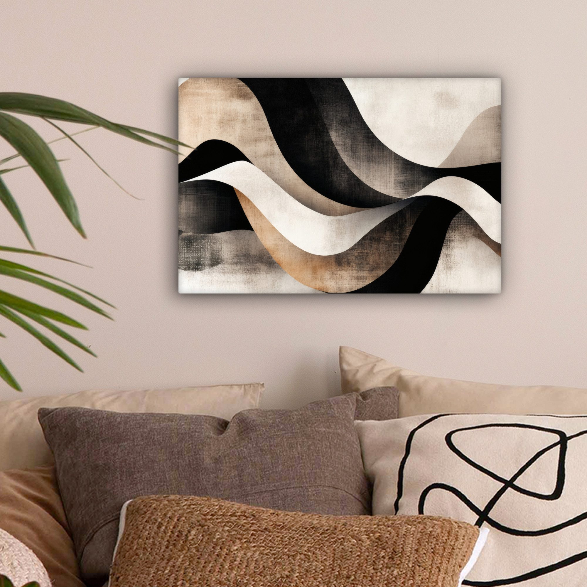 OneMillionCanvasses® Leinwandbild Abstrakt - Wellen - Schwarz - Verwittert, günstig online kaufen