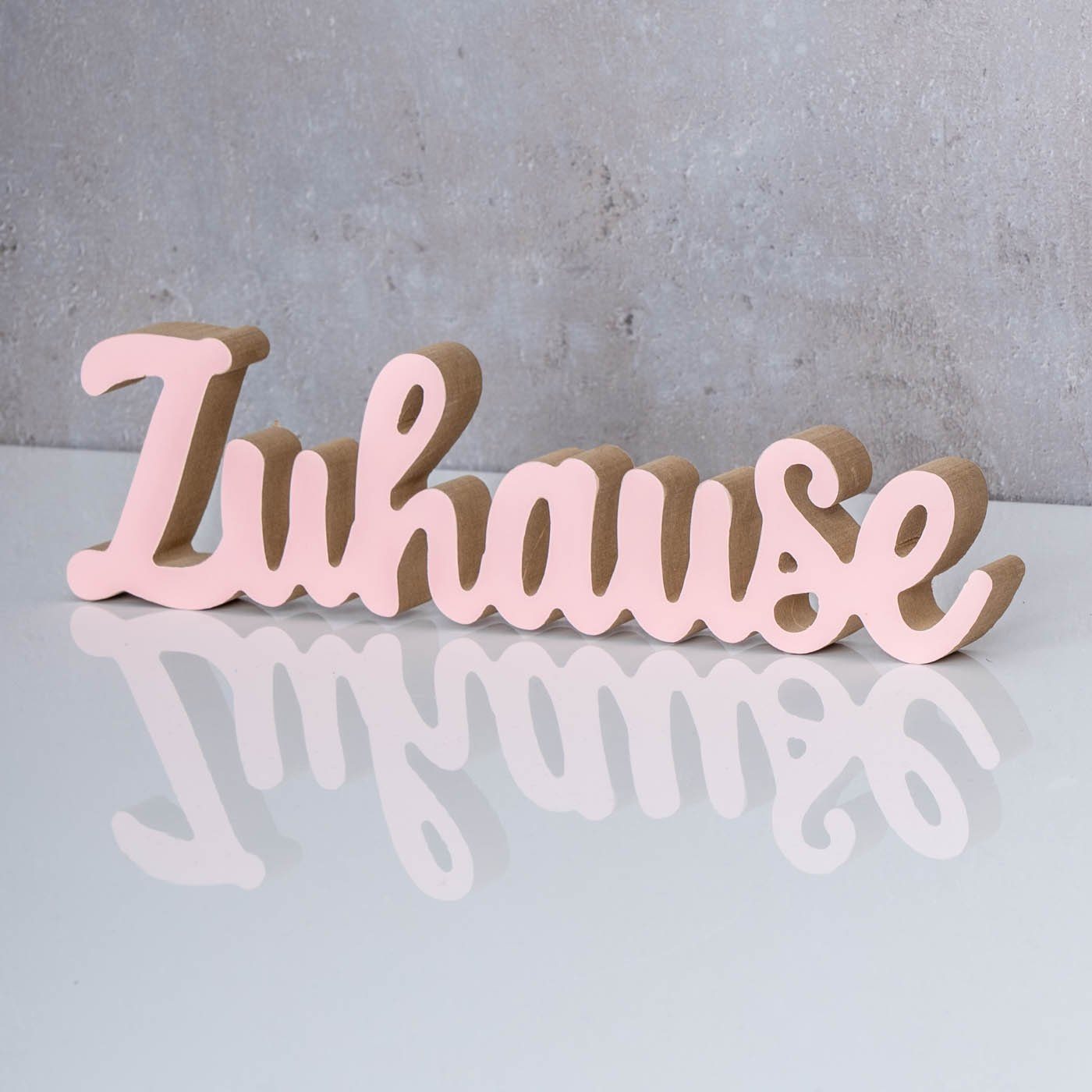 Levandeo® Deko-Schriftzug, Schriftzug Zuhause L30cm Pastell Rosa Holz Tischdeko Deko Aufsteller