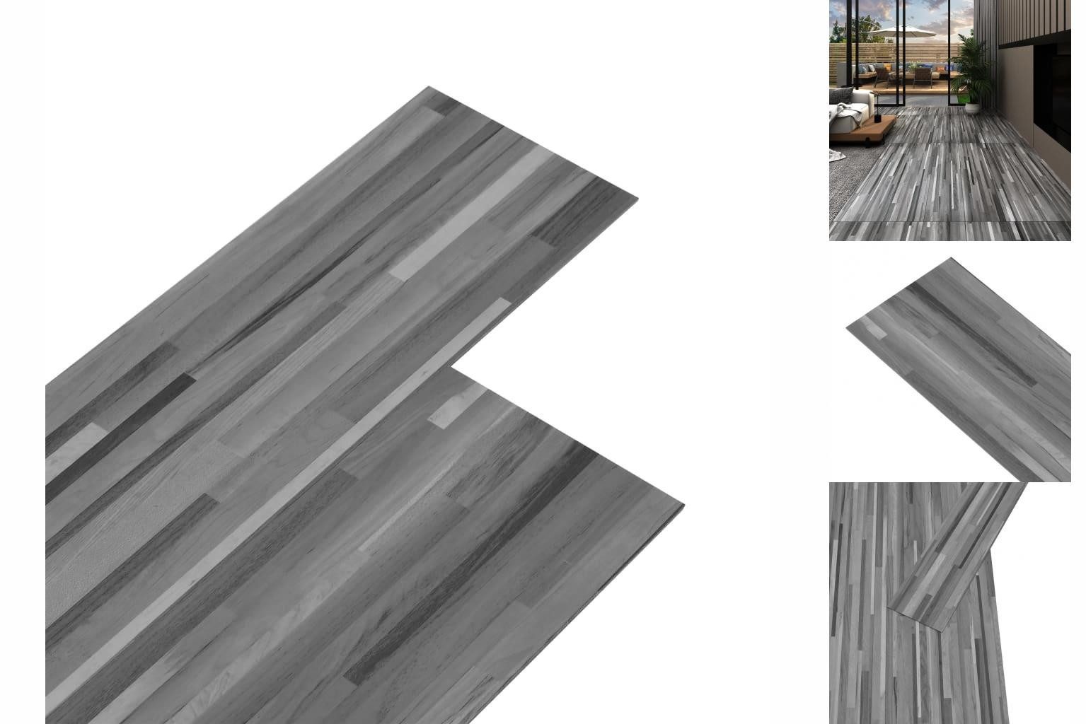 vidaXL Ламинат PVC Ламинат Dielen Selbstklebend 2,51 m² 2 mm Gestreift Grau Fußboden