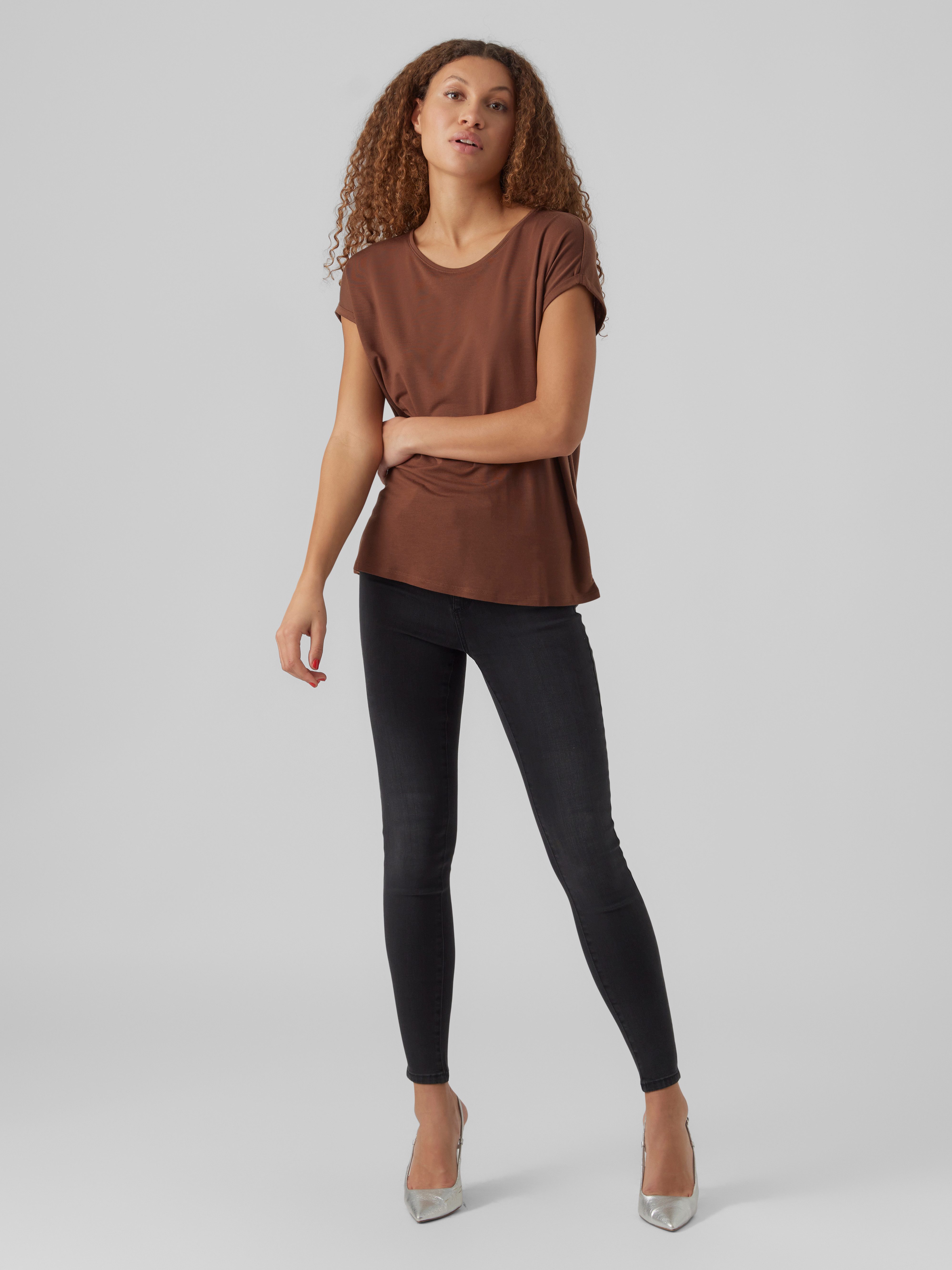Vero Moda T-Shirt VMAVA PLAIN SS TOP JRS NOOS Materialmix, regular fit