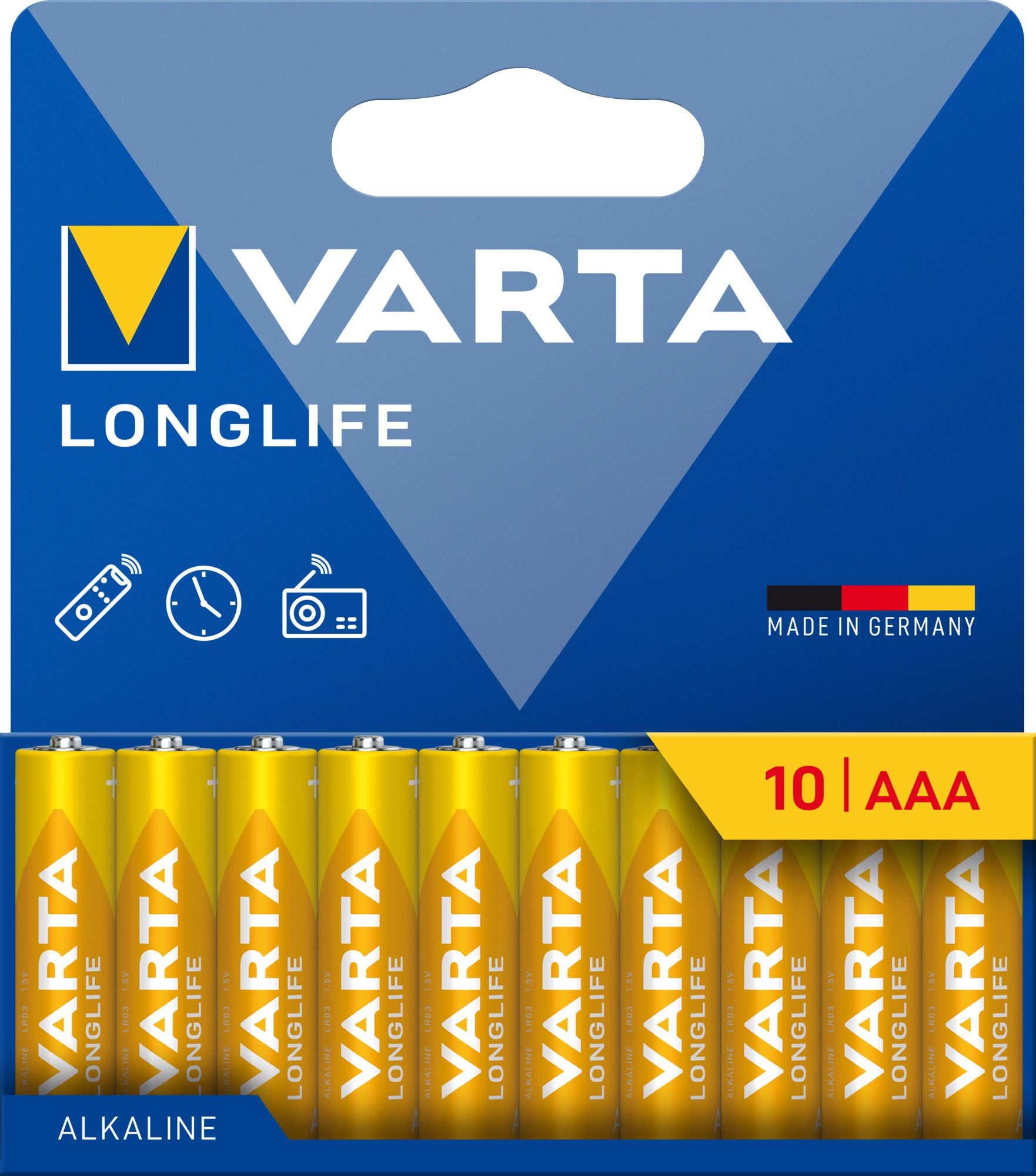 VARTA 10 4103 Longlife AAA / Micro Alkaline Batterien in 10er Blister Batterie