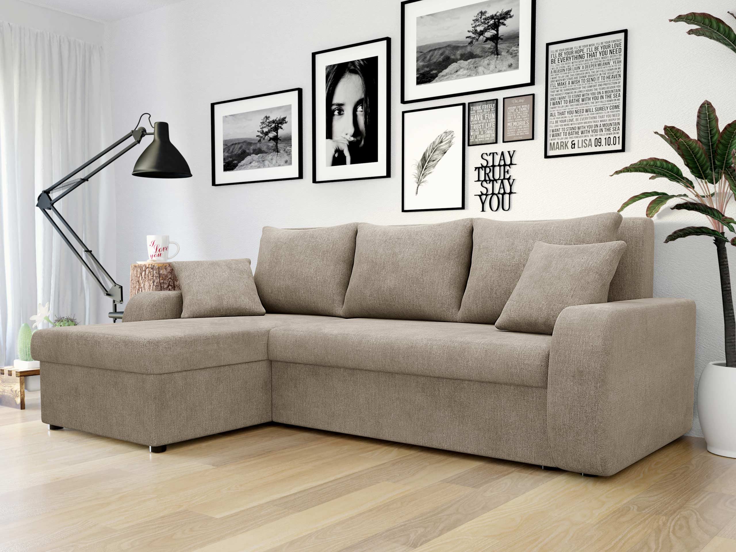 MIRJAN24 Ecksofa Kris Lux, mit Schlaffunktion und zwei Bettkasten, L-Form mit Kissen-Set, 238x147x80 cm