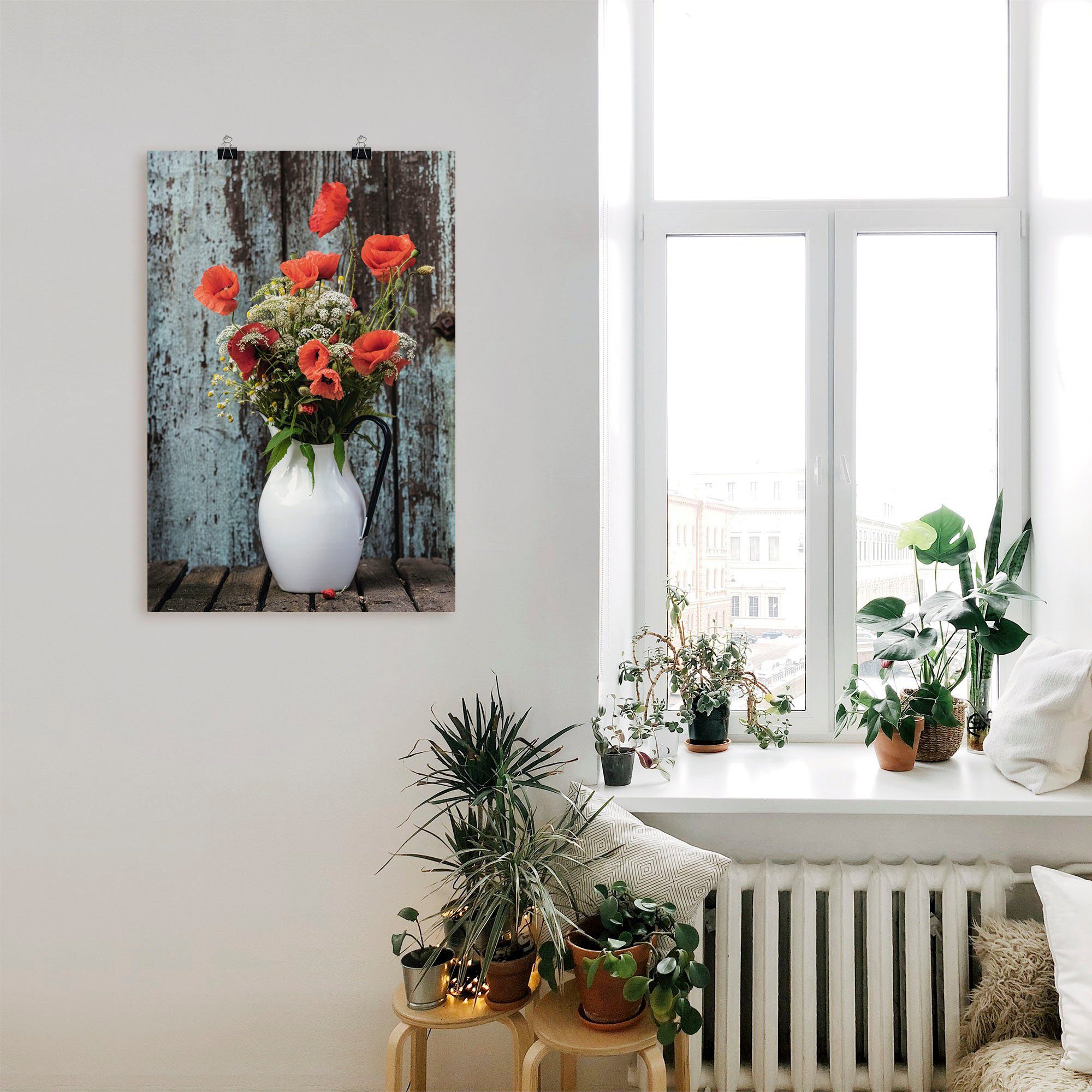 mit Artland Größen oder Blumen in Wandbild Leinwandbild, versch. als Mohnblumen, Poster Wandaufkleber Krug Alubild, (1 St),
