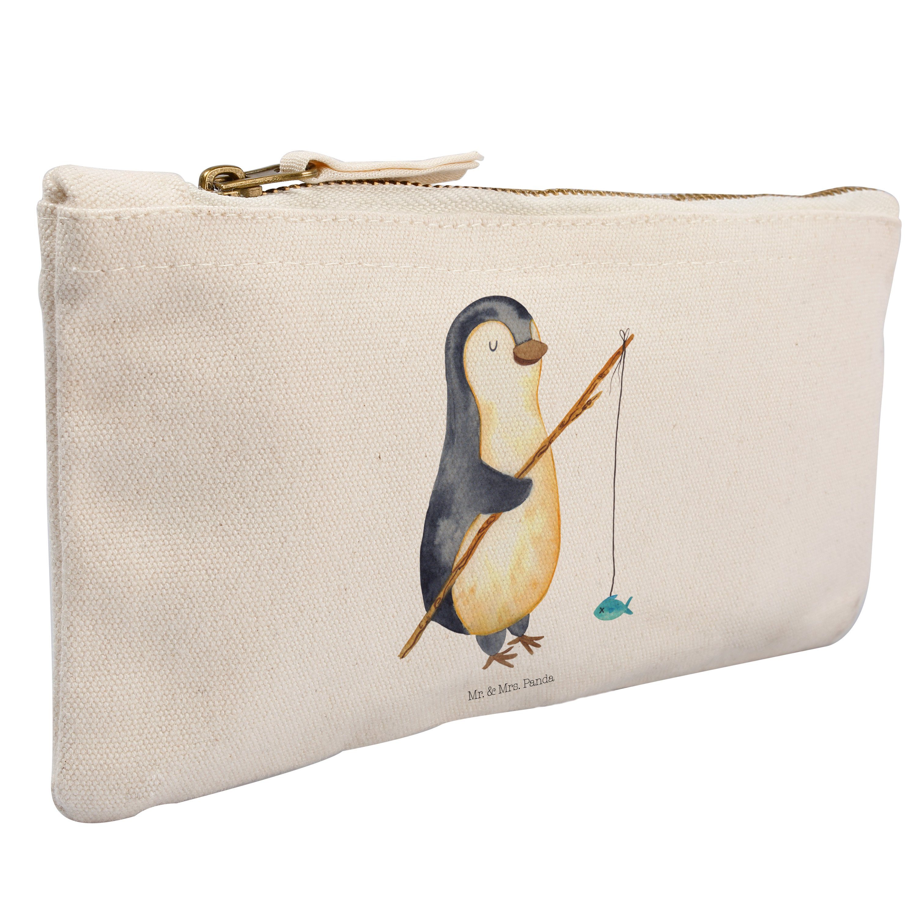 Pinguin Geschenk, Mrs. verträumt, Mr. Kosmetiktasche (1-tlg) Weiß Angler Panda - - Makeup, Stiftemäppchen, &