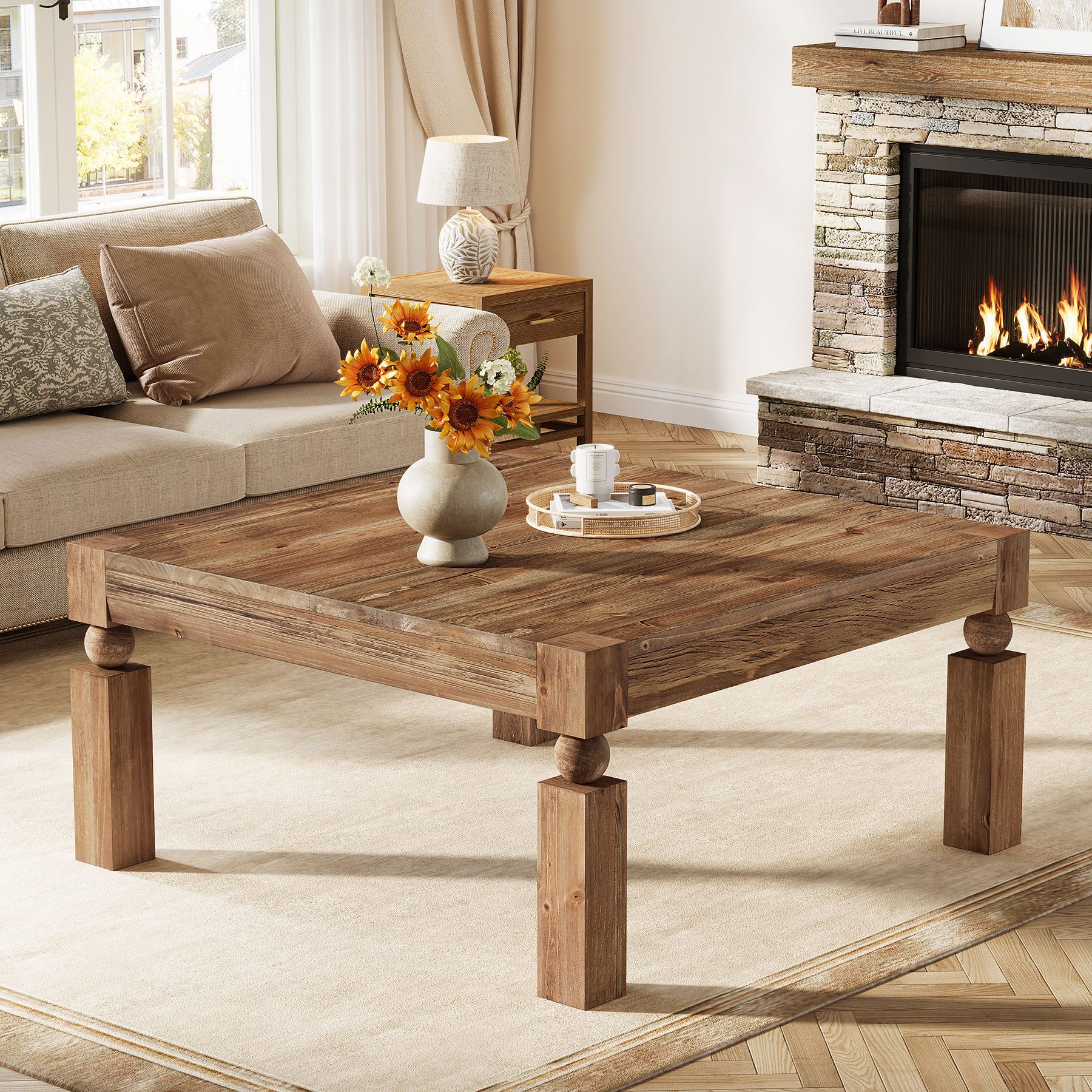 Tribesigns Couchtisch 100cm Beistelltisch,Wohnzimmertisch aus Holz,Sofatisch im Landhausstil