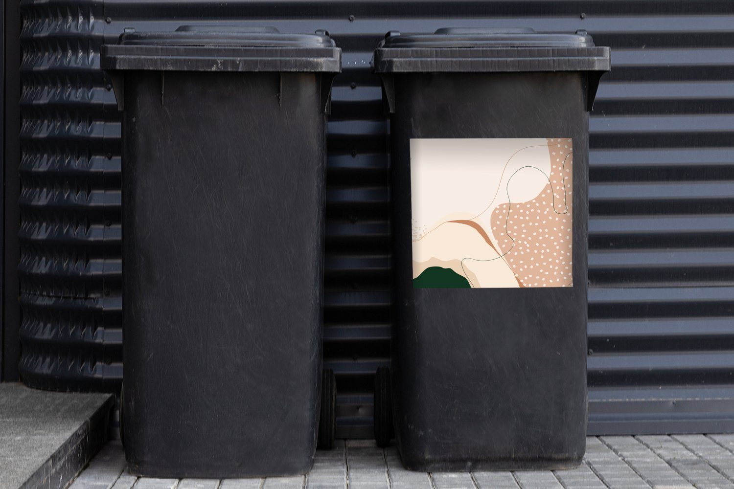 Wandsticker Abfalbehälter Mülltonne, Abstrakt Mülleimer-aufkleber, Punkte - (1 Sand - Sticker, - Grün Container, St), MuchoWow