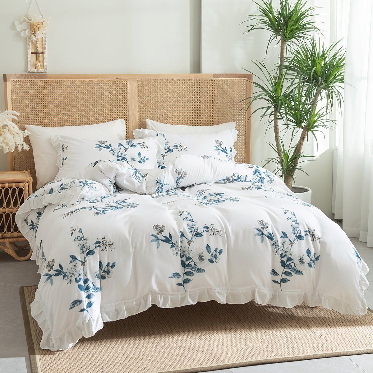 BYSURE Bettwäsche, Polyester, 3 teilig, Blumen-Bettbezug Set günstig online kaufen