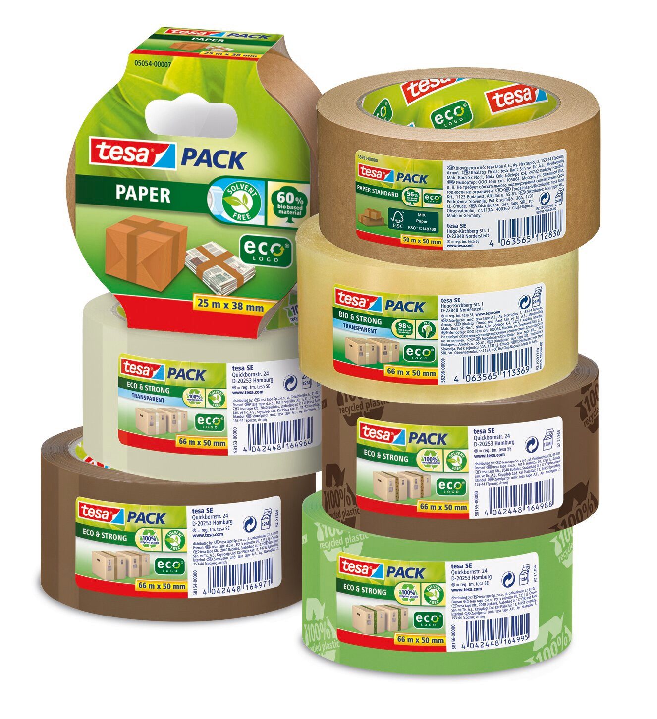 tesa Klebeband tesapack Bio & Strong Paketklebeband - 66m : 50mm (Packung, 1-St., 1 Rolle tesapack Bio & Strong, 66m x 50mm) Paketklebeband - einfaches Verpacken & Verschließen - transparent